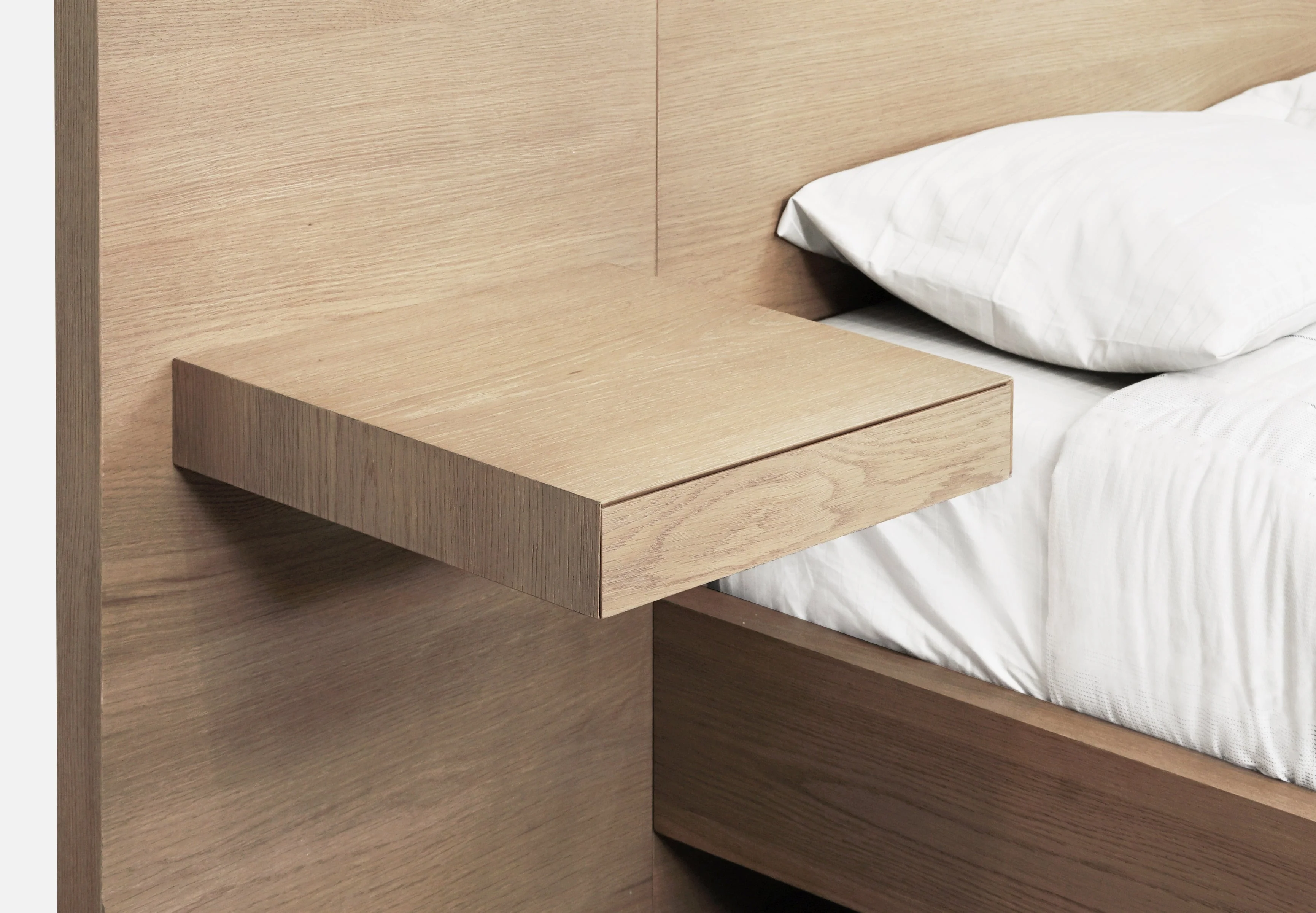 One Coastal Bisque Modern Live Edge California King Wall Bed with Floating Nightstands - Image 11