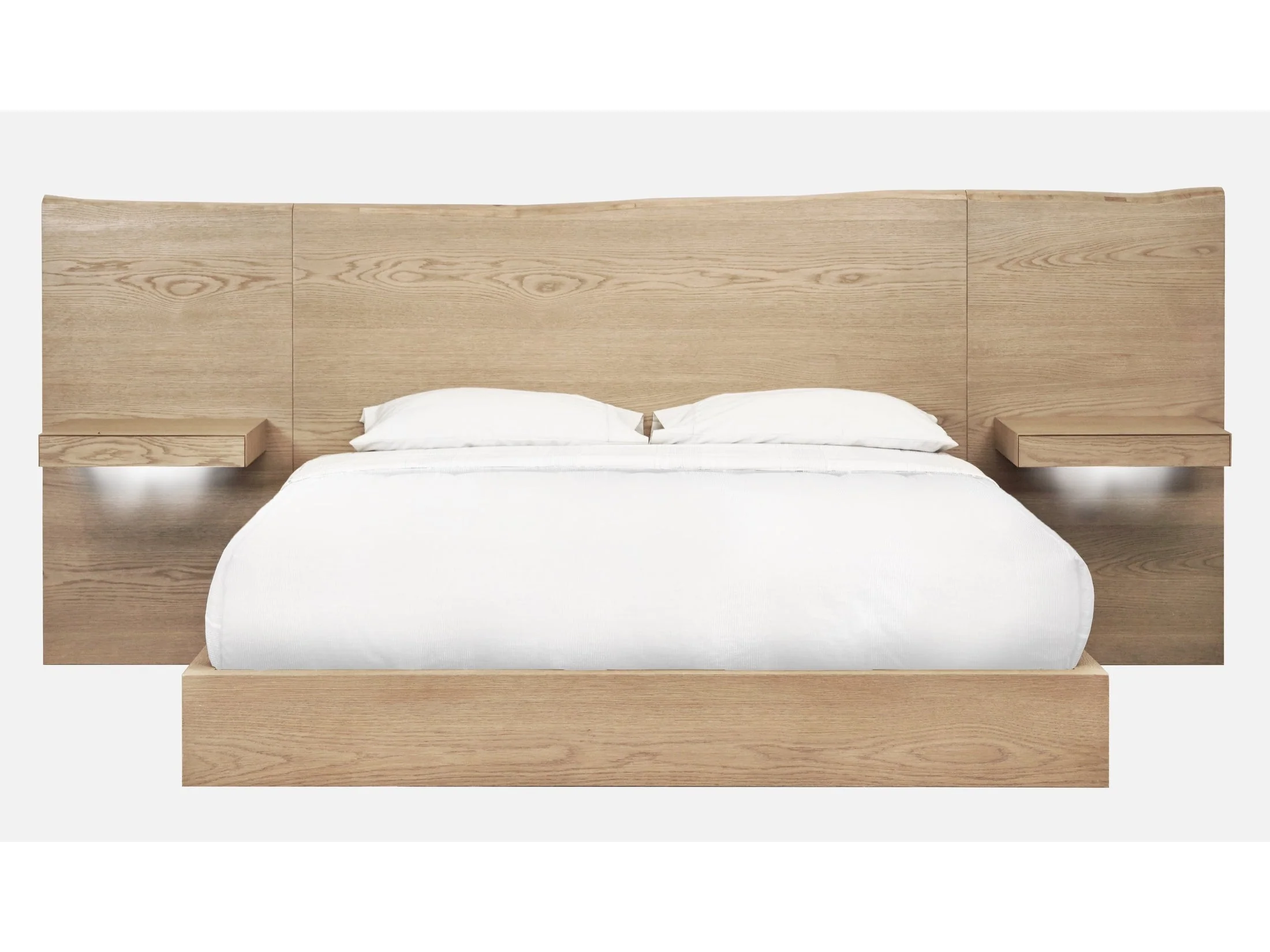 One Coastal Modern Live Edge Eastern King Wall Bed with Floating Nightstands in Bisque