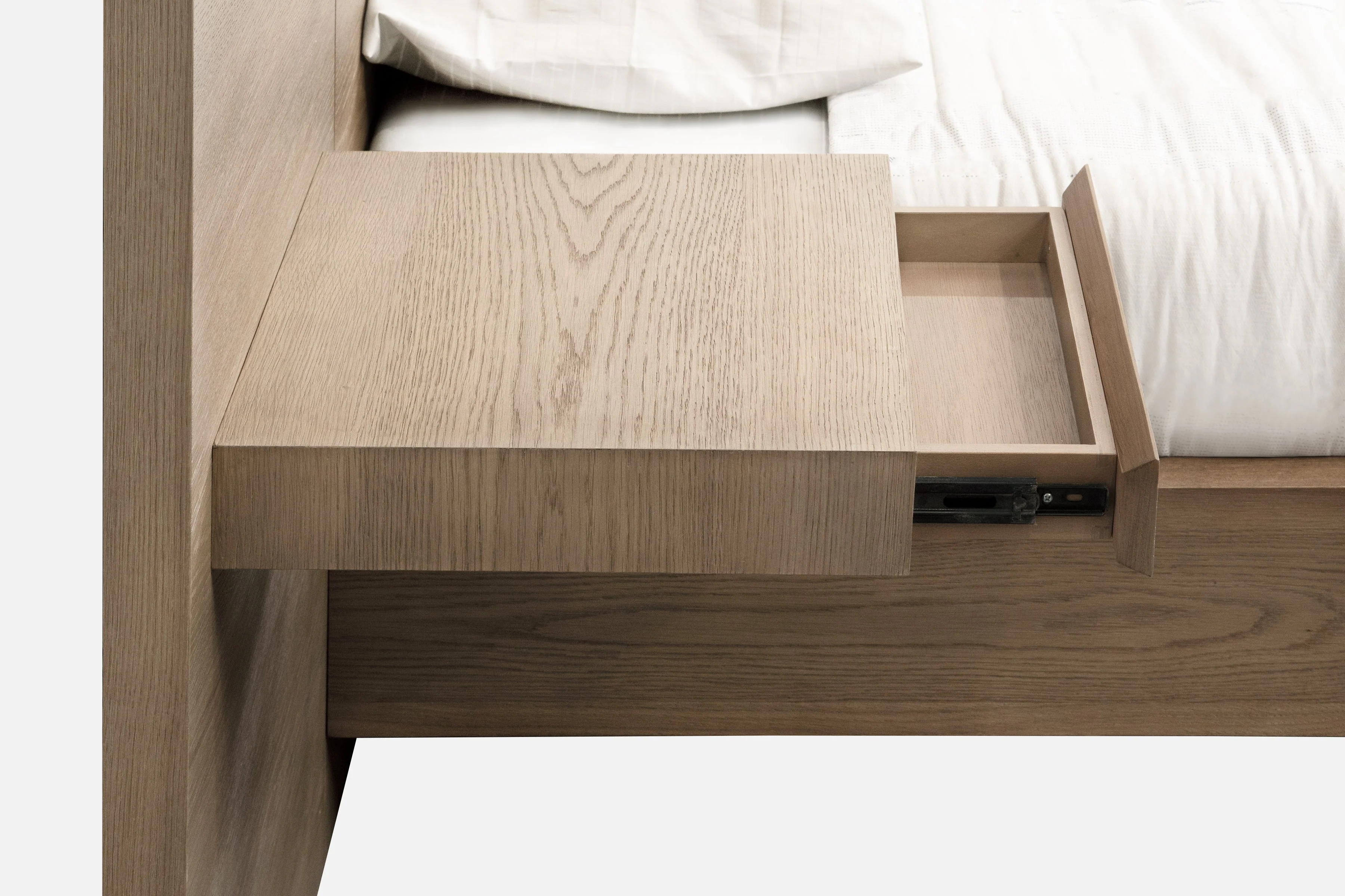 One Coastal Modern Live Edge Eastern King Wall Bed with Floating Nightstands in Bisque - Image 2