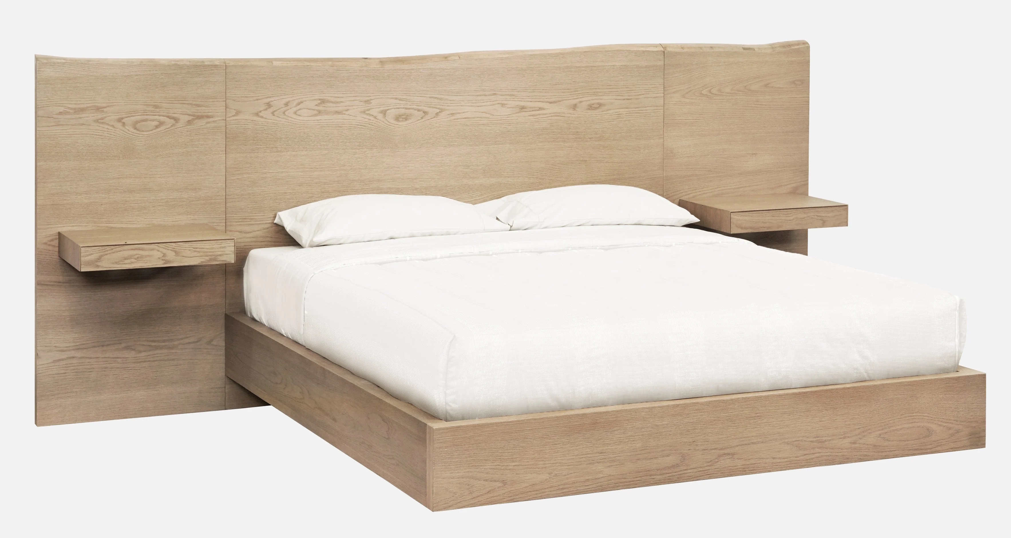 One Coastal Modern Live Edge Eastern King Wall Bed with Floating Nightstands in Bisque - Image 3