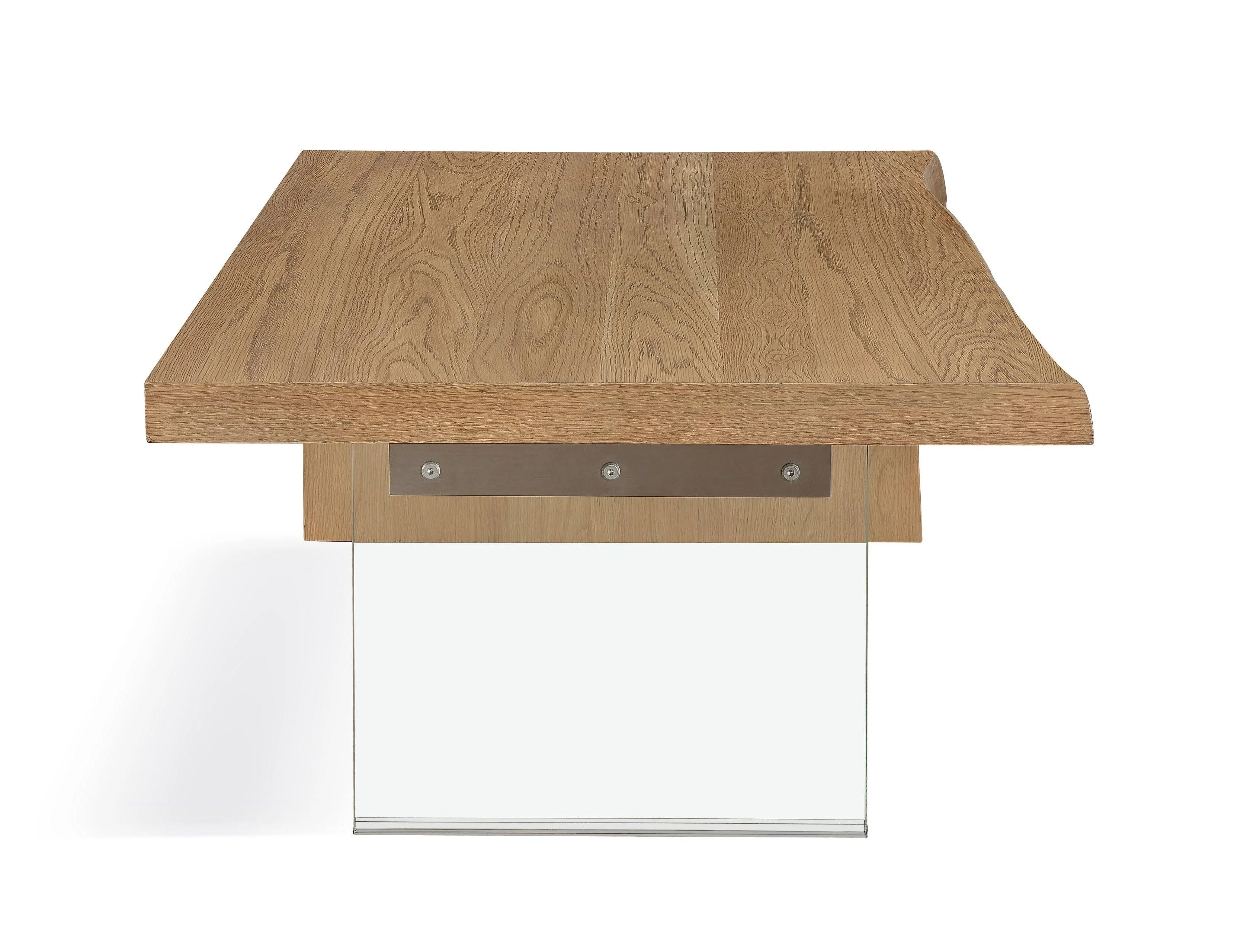 One Live-Edge White Oak and Glass Coffee Table in Bisque - Image 2