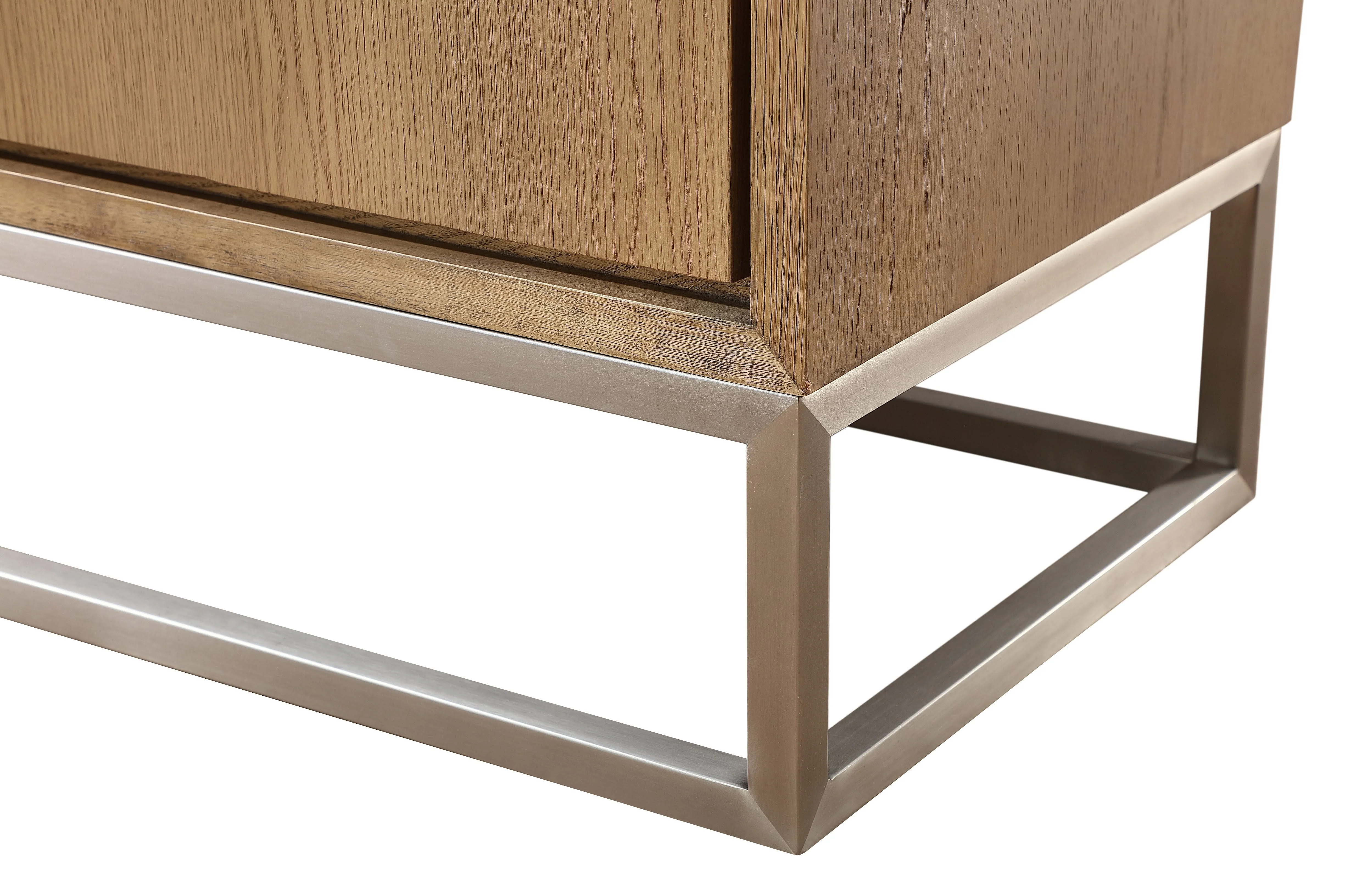 One Modern Coastal Metal Base Sideboard in White Oak and Brushed Stainless Steel - Image 2