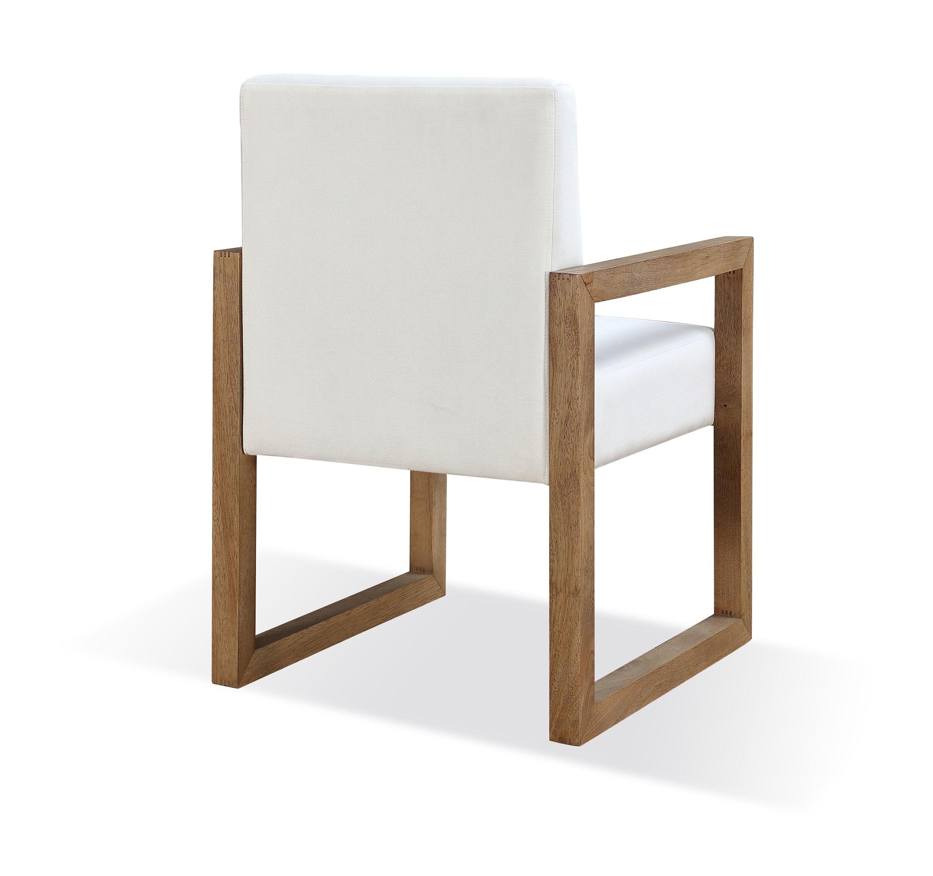 One Modern Coastal Sled Leg Upholstered Dining Arm Chair in White Pearl and Bisque (Set of 2) - Image 2