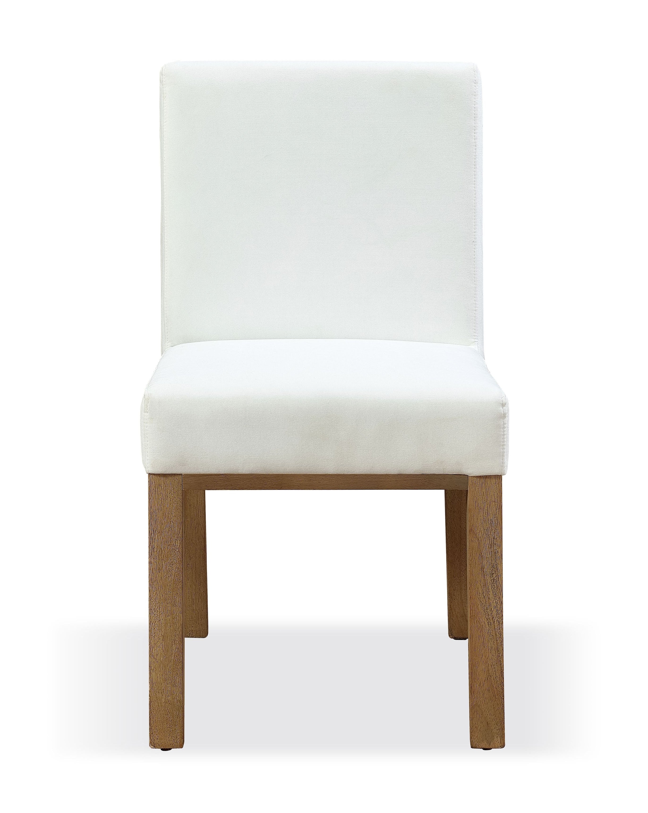 One Modern Coastal Upholstered Dining Side Chair in White Pearl and Bisque (Set of 2) - Image 4