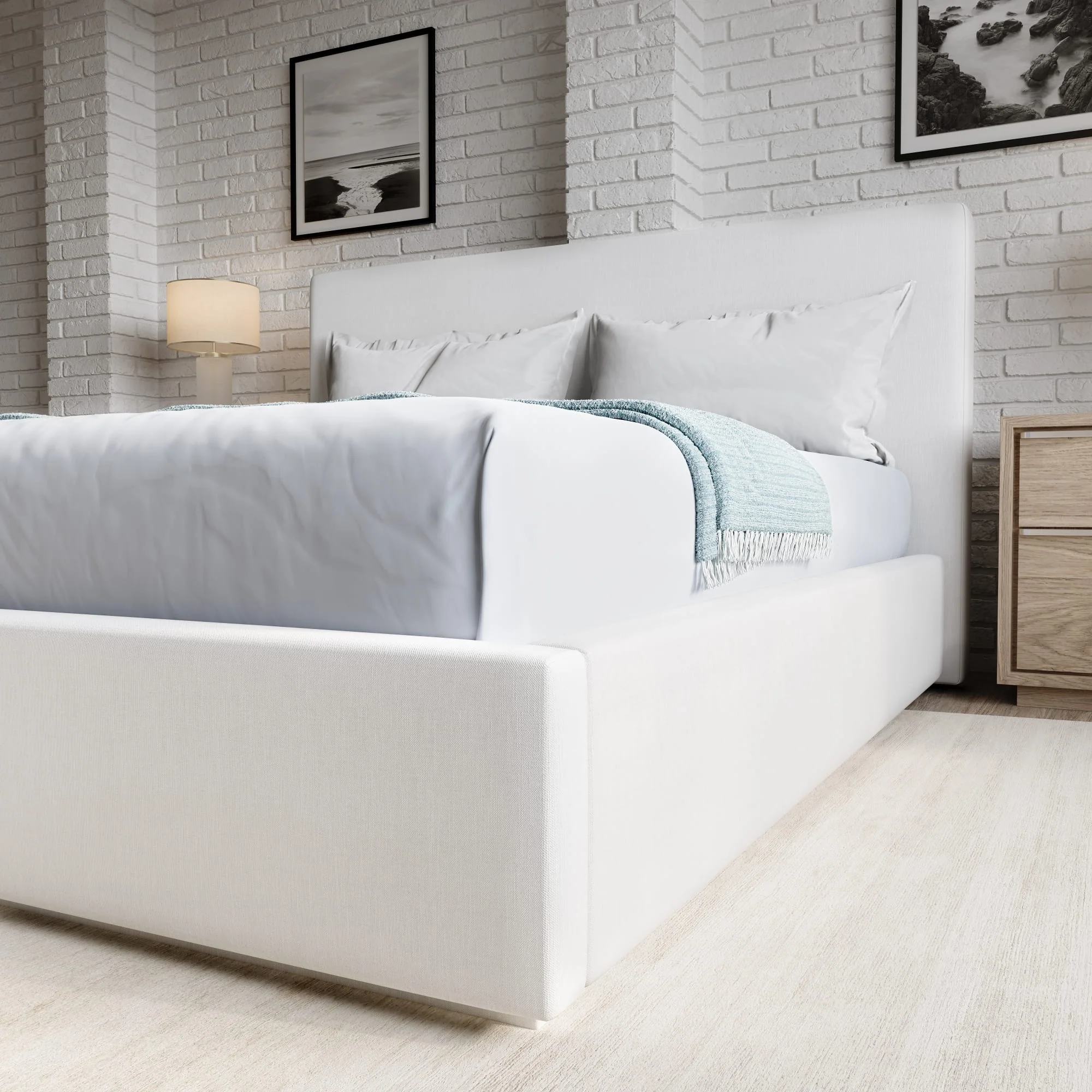 One Pearl Queen Upholstered Footboard Storage Bed - Image 3