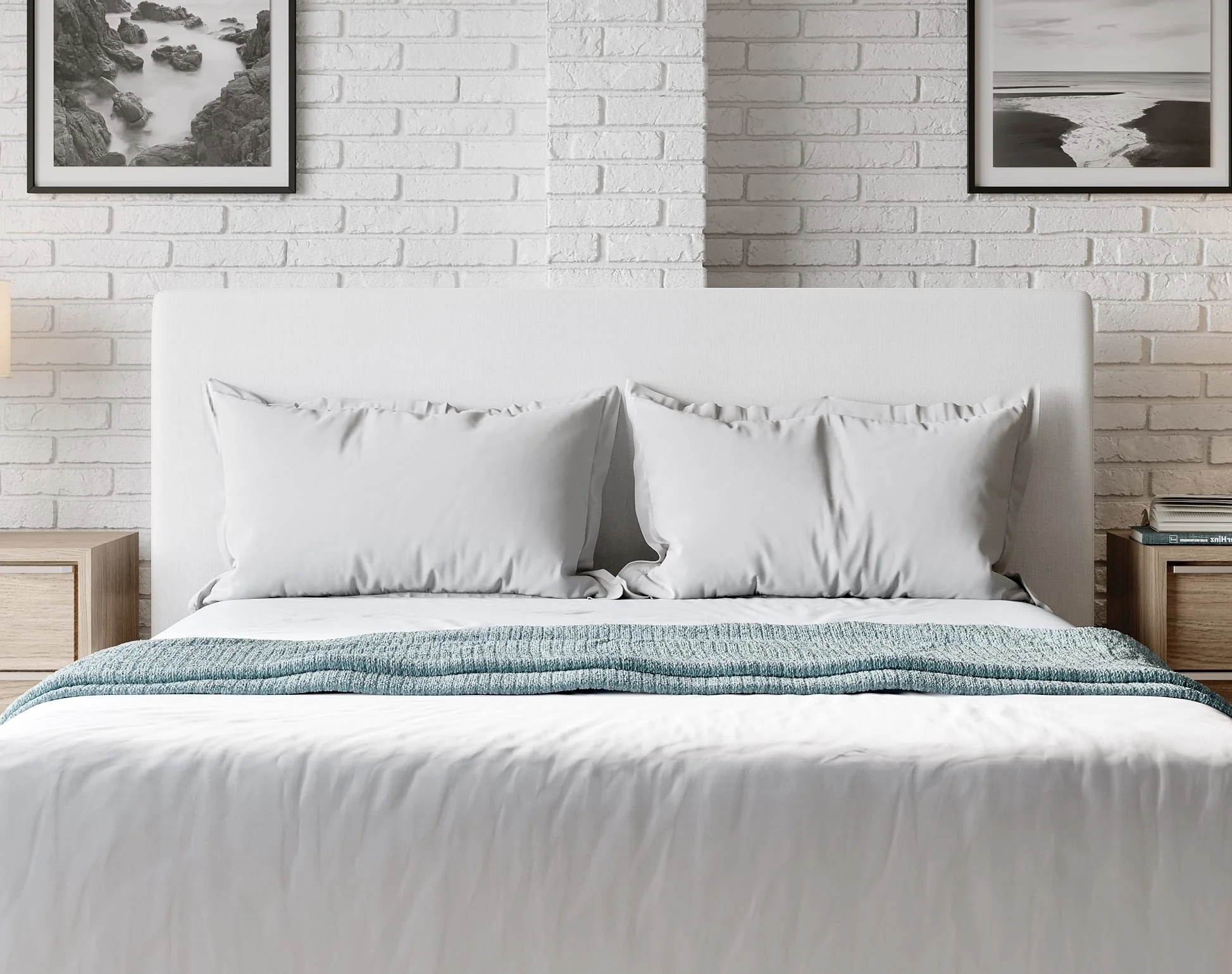 One Pearl Upholstered Modern California King Headboard - Image 5