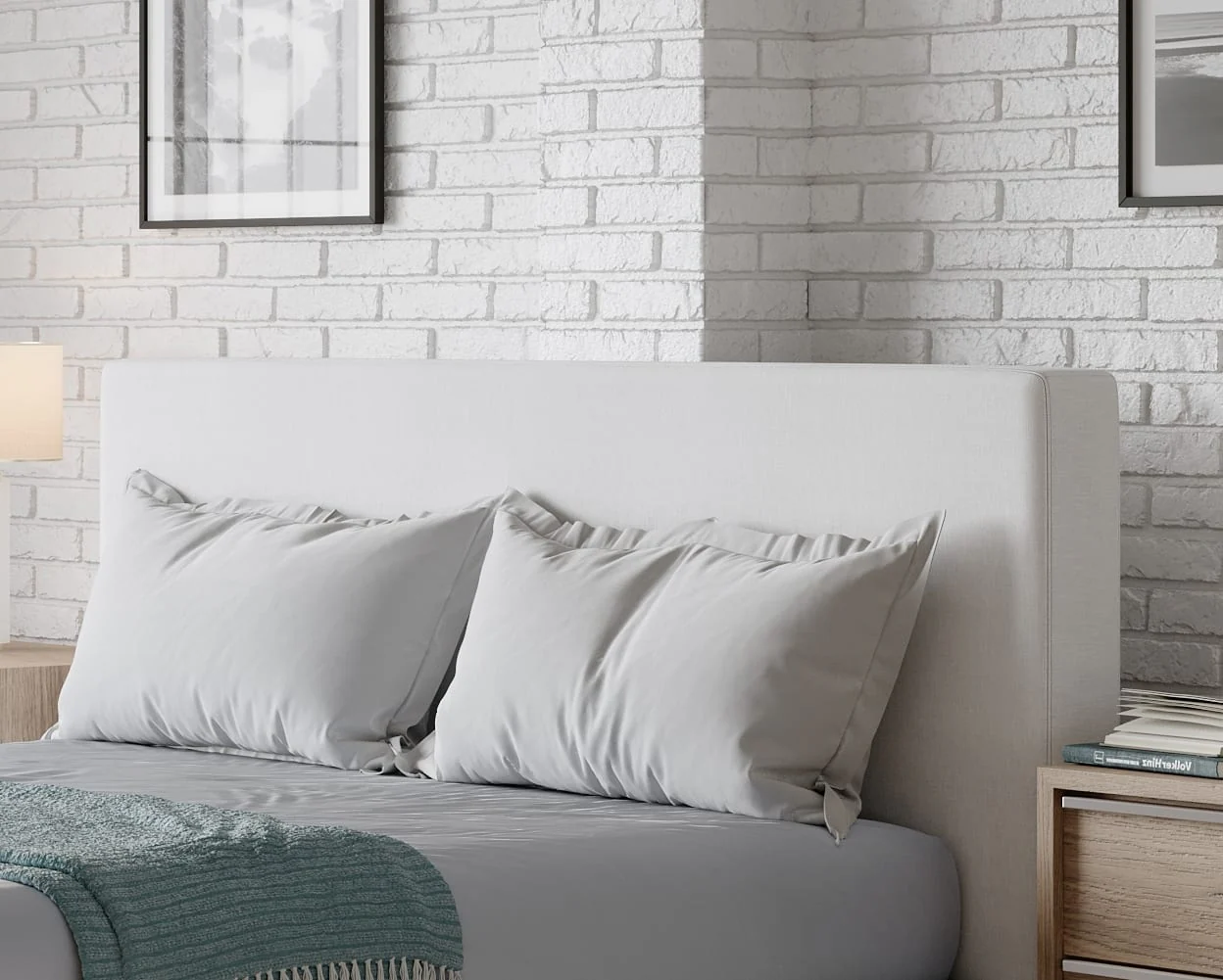 One Pearl Upholstered Modern California King Headboard - Image 6