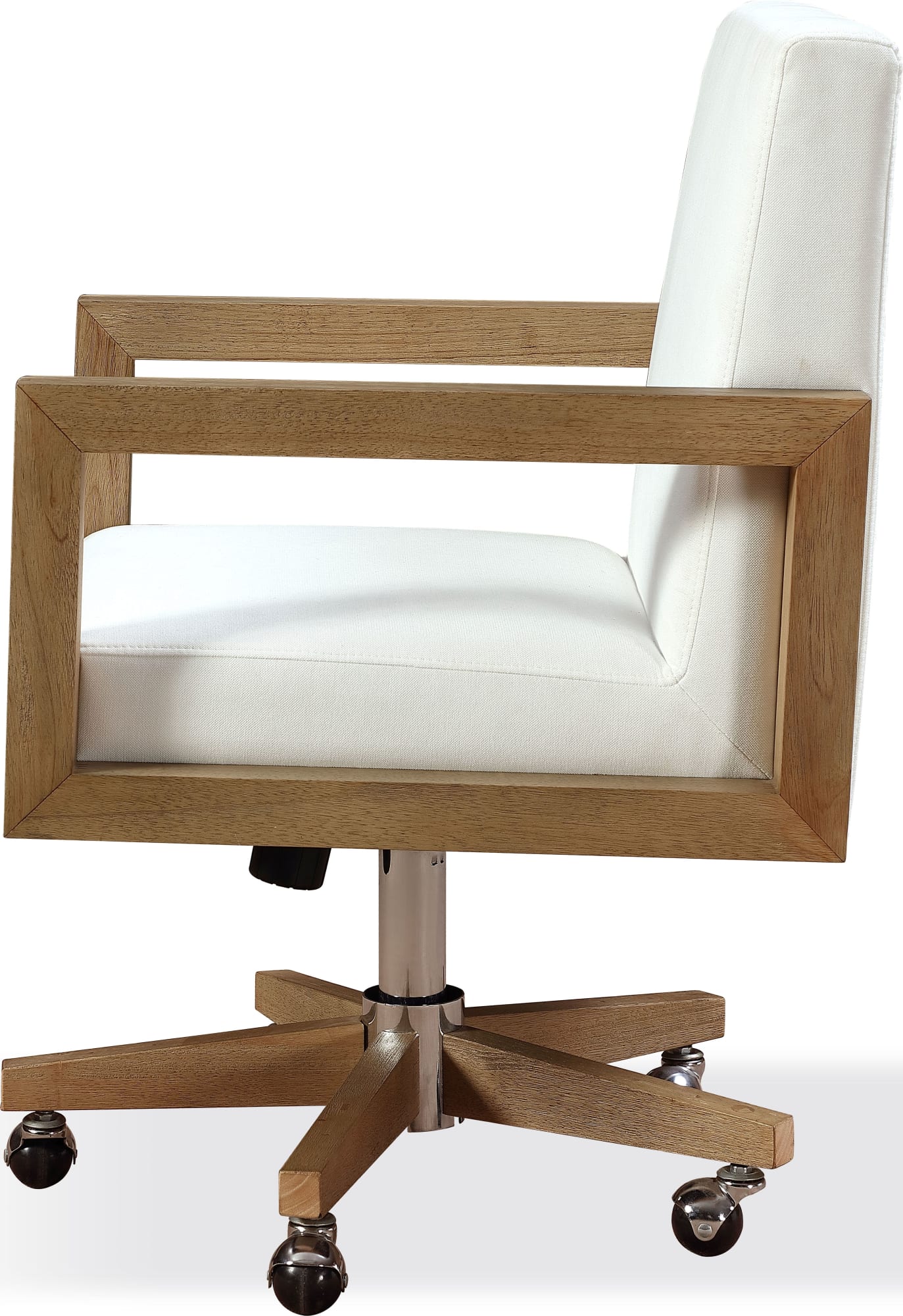 One White/Bisque Wood Frame Home Office Chair - Image 3