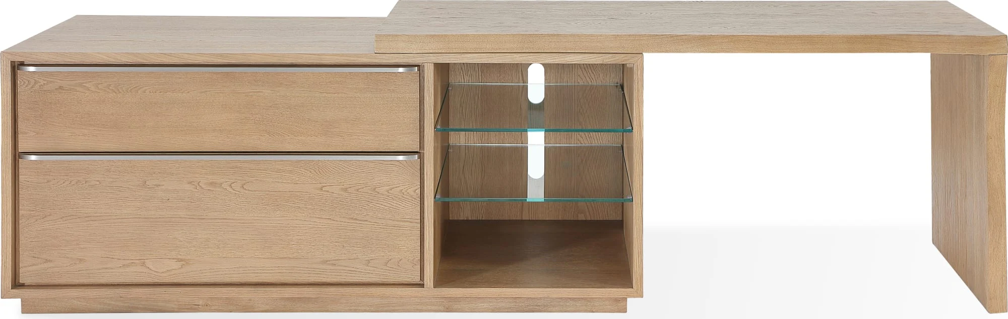 One White Oak/Glass Live Edge Executive Desk - Image 3