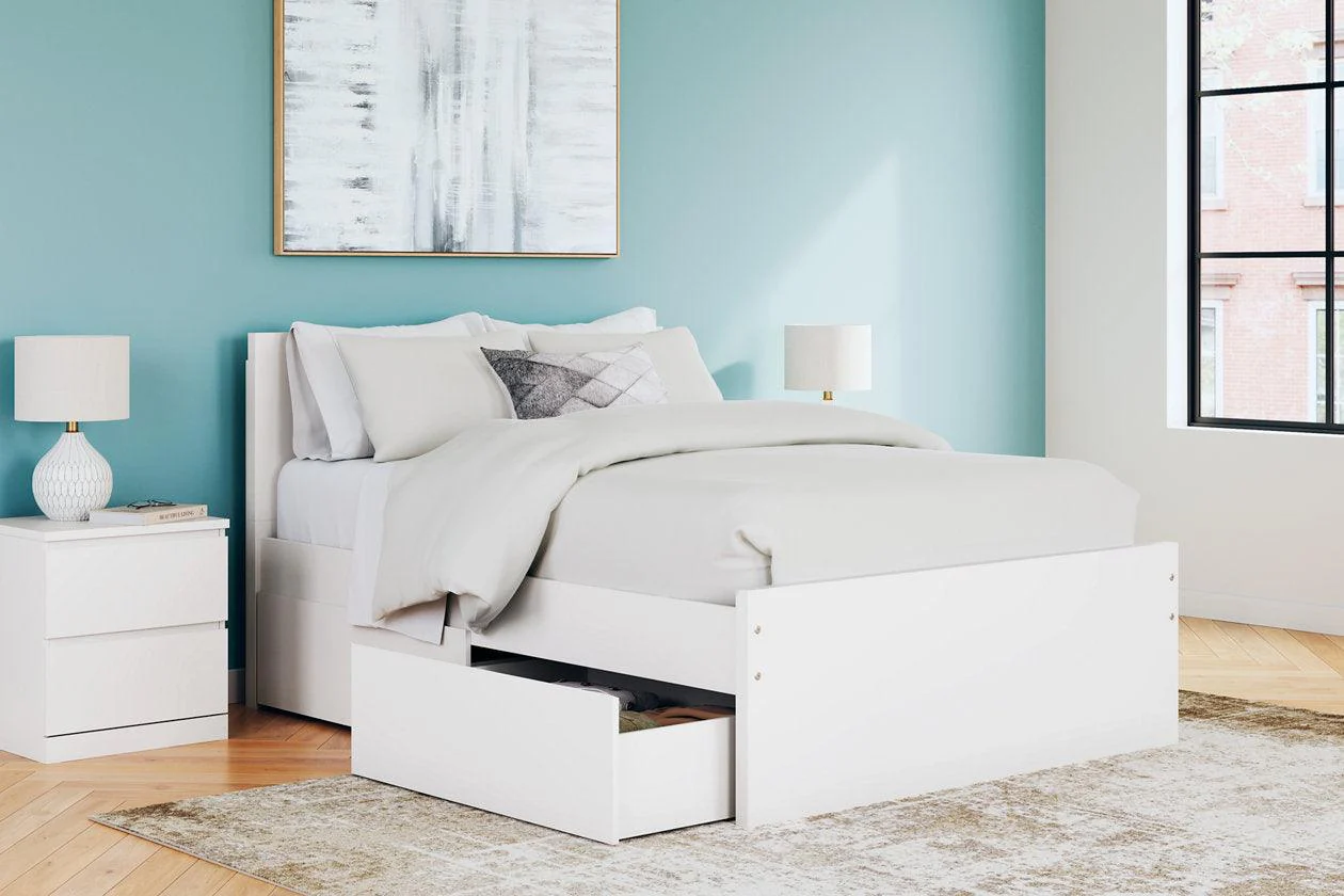 Onita White Full Panel Platform Bed with 2 Side Storage - Image 9