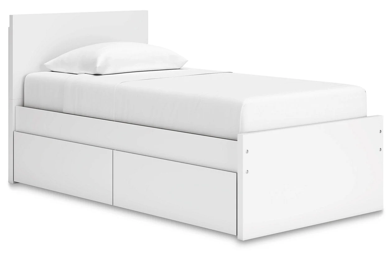 Onita White Twin Storage Platform Bed with 4 Drawers