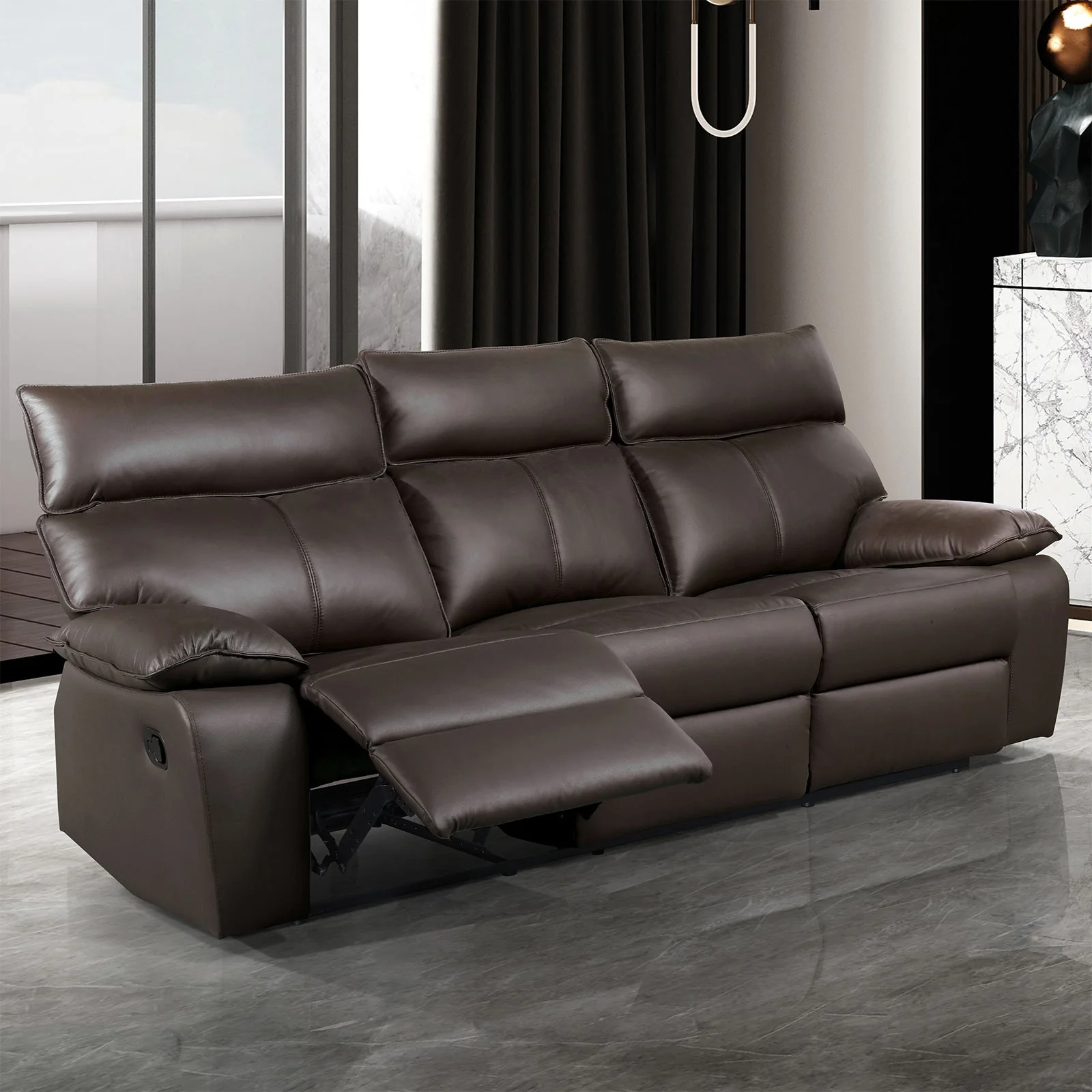 Onoria Brown Leather Match Reclining Living Room Set - Image 2
