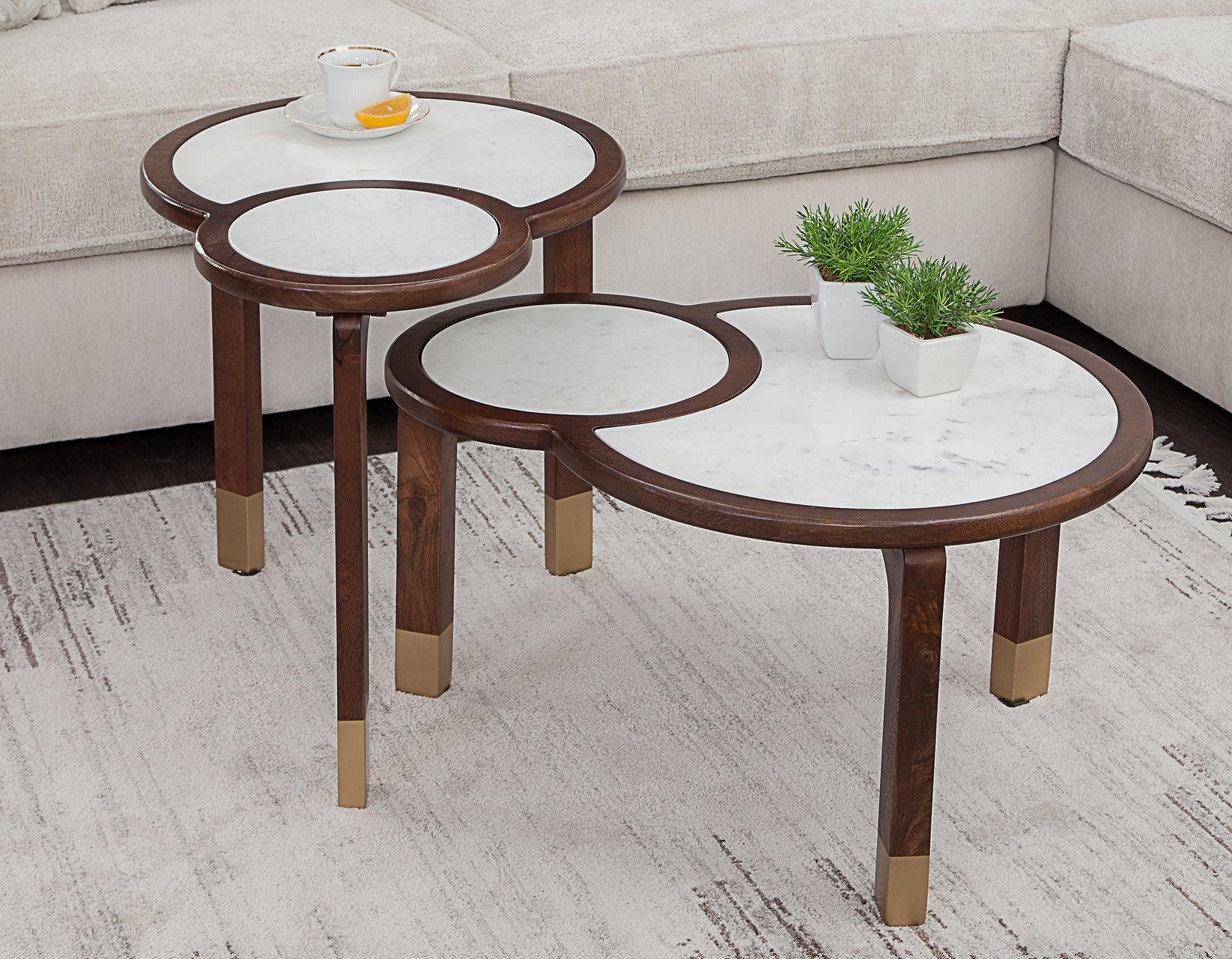 Oormi Banswara White Marble Inlay End Table - Image 5