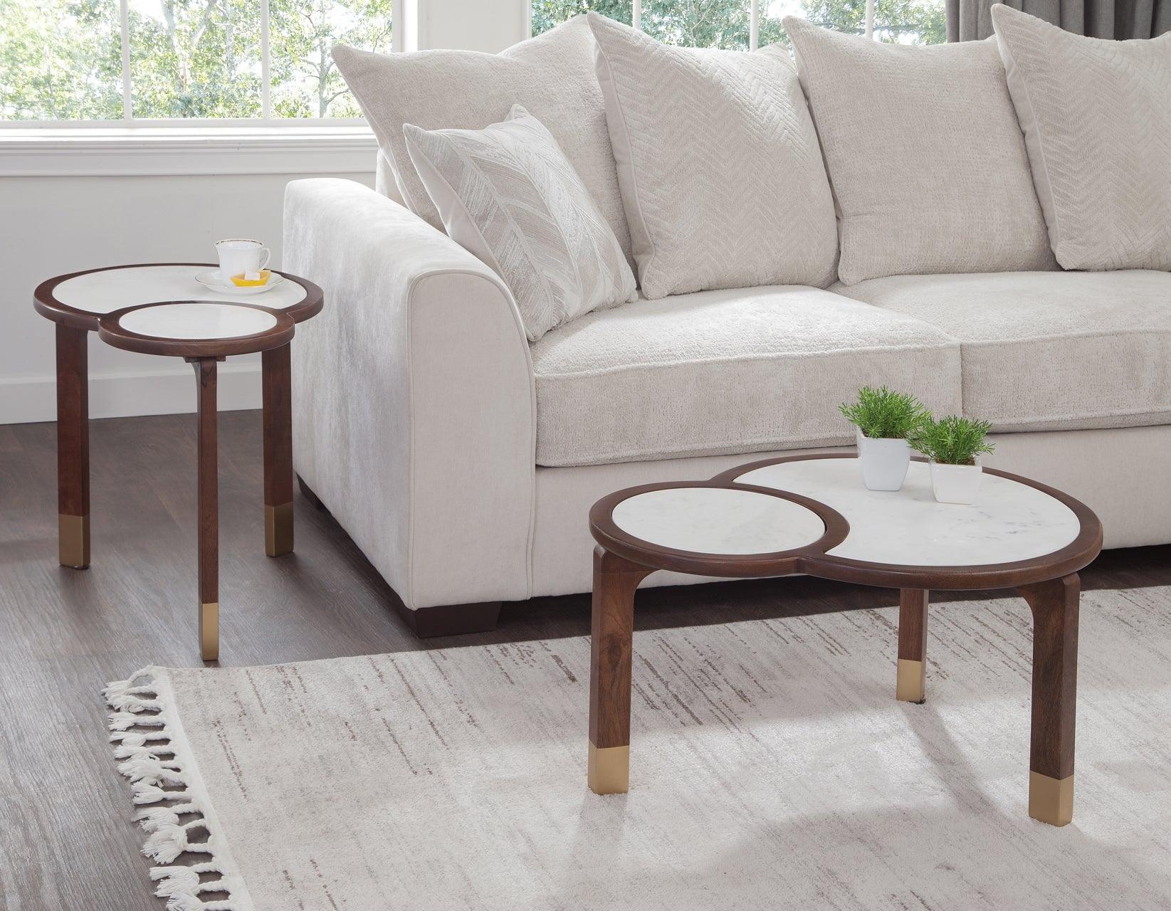 Oormi Banswara White Marble Inlay End Table - Image 7