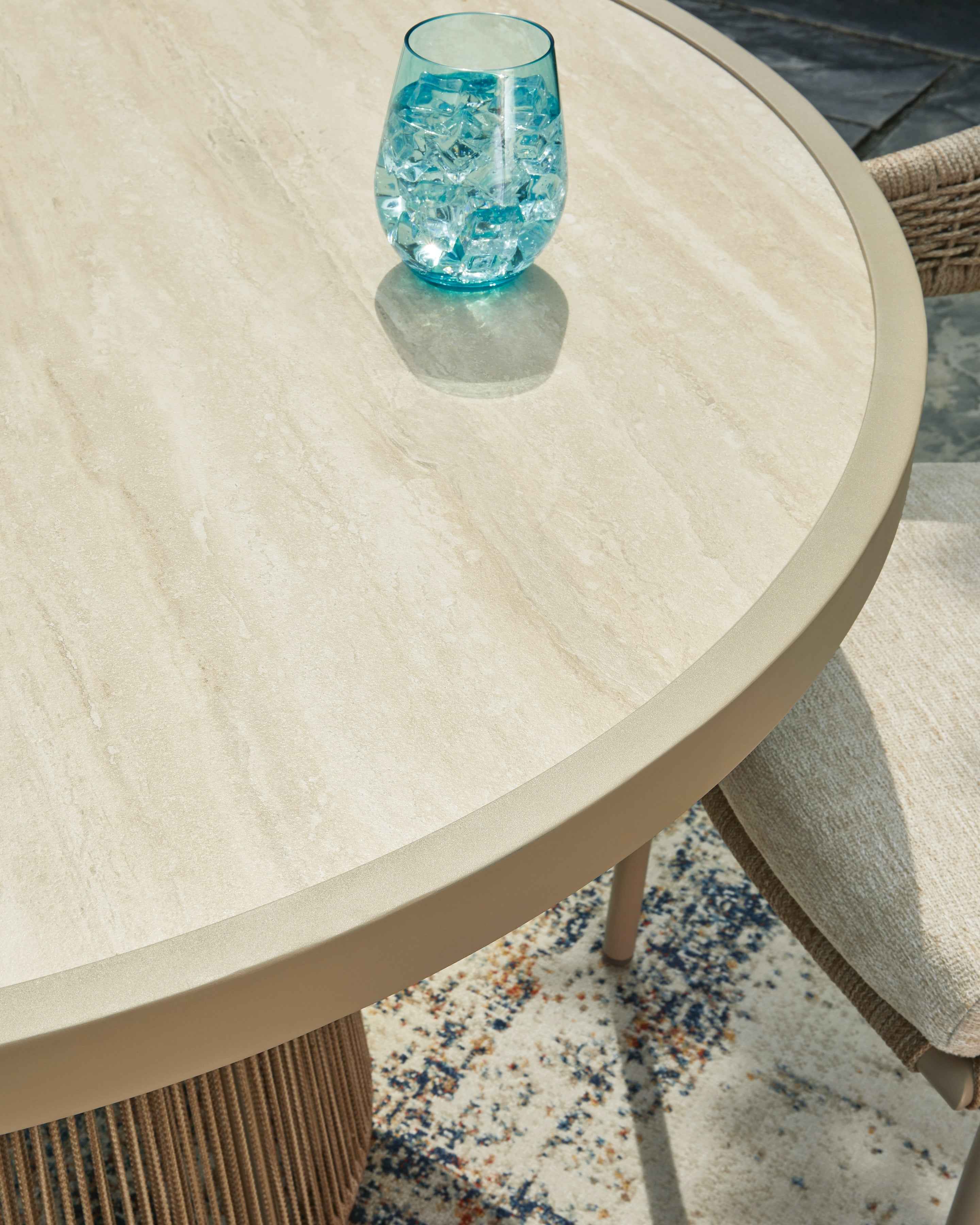 Orchard Beige Beach Outdoor Dining Table and 4 Chairs - Image 5