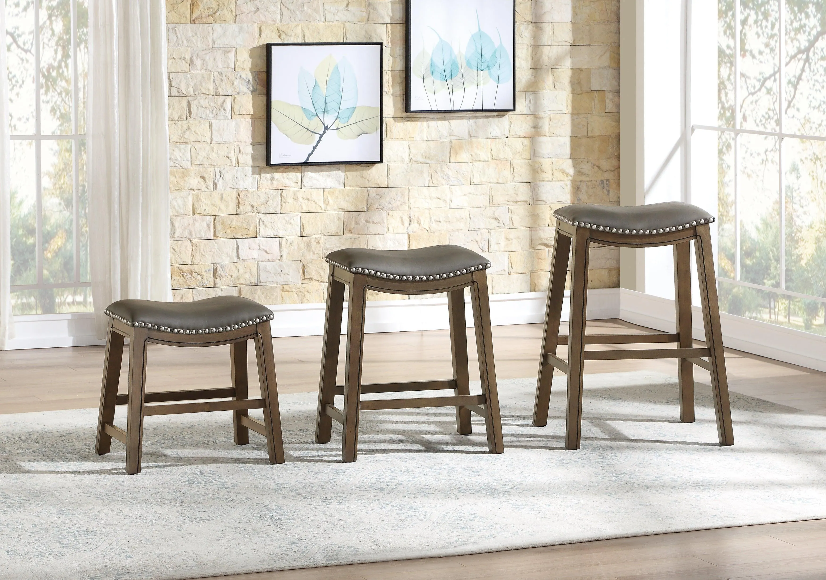 Ordway Gray/Brown Dining Stool, Gray - Image 2