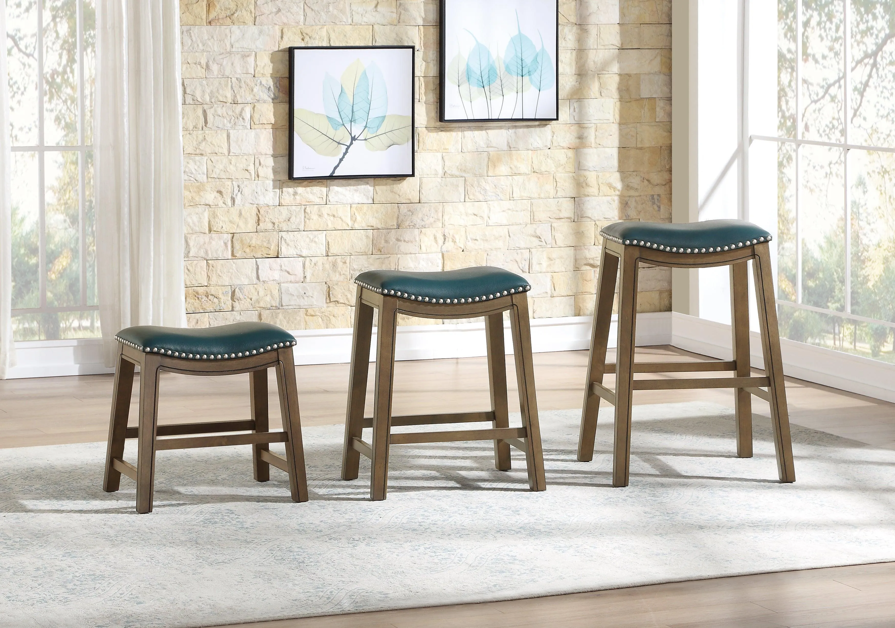 Ordway Green/Brown Dining Stool, Green - Image 2