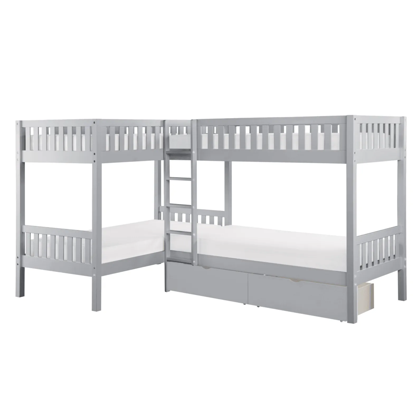Orion Gray Twin Corner Bunk Bed with Storage Boxes - Image 3
