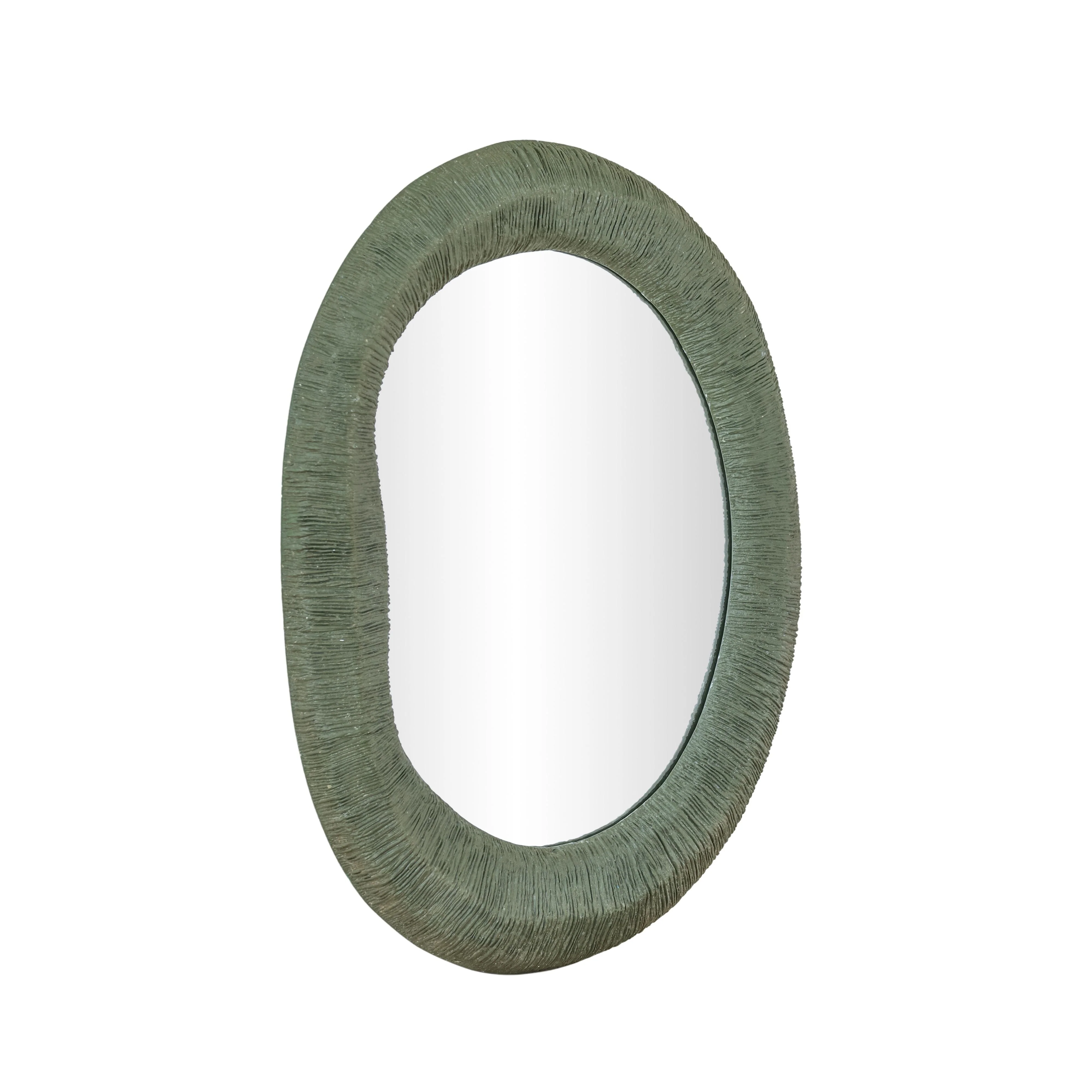 Orpheus 22"X28" Ribbed Forest Green Fiberglass Thick Wall Mirror - Image 2