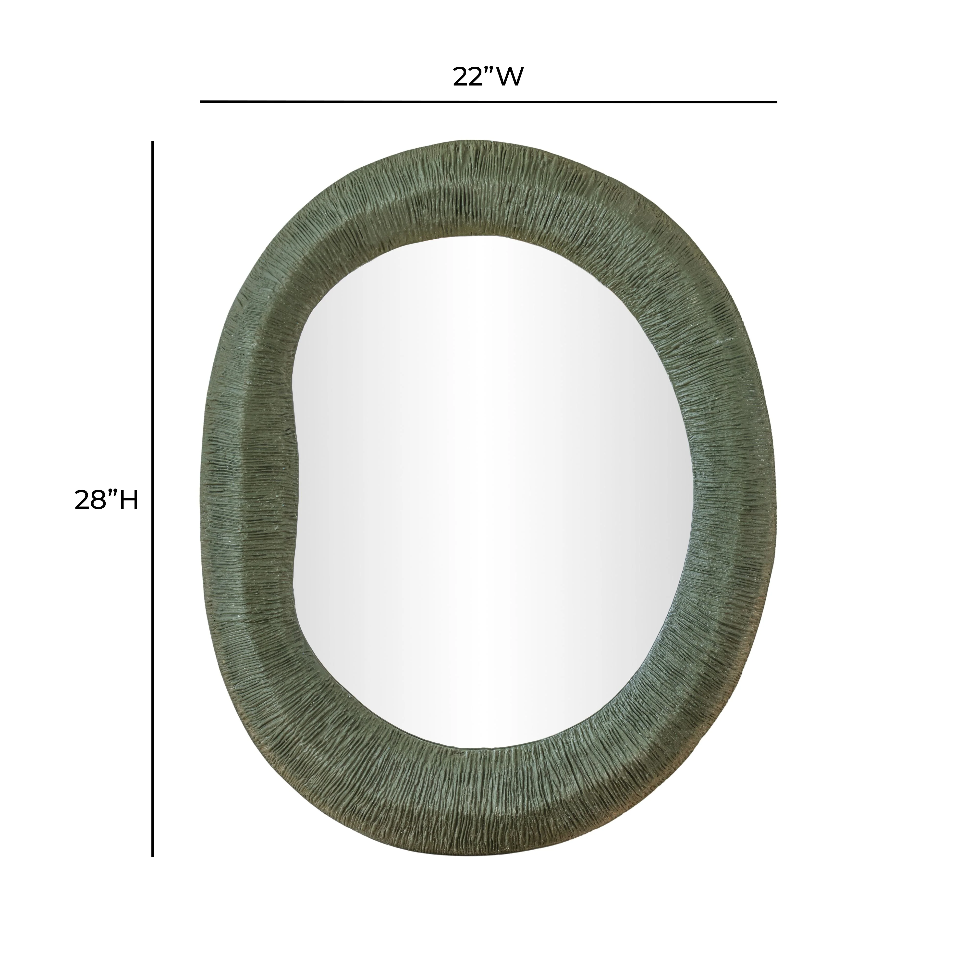 Orpheus 22"X28" Ribbed Forest Green Fiberglass Thick Wall Mirror - Image 5