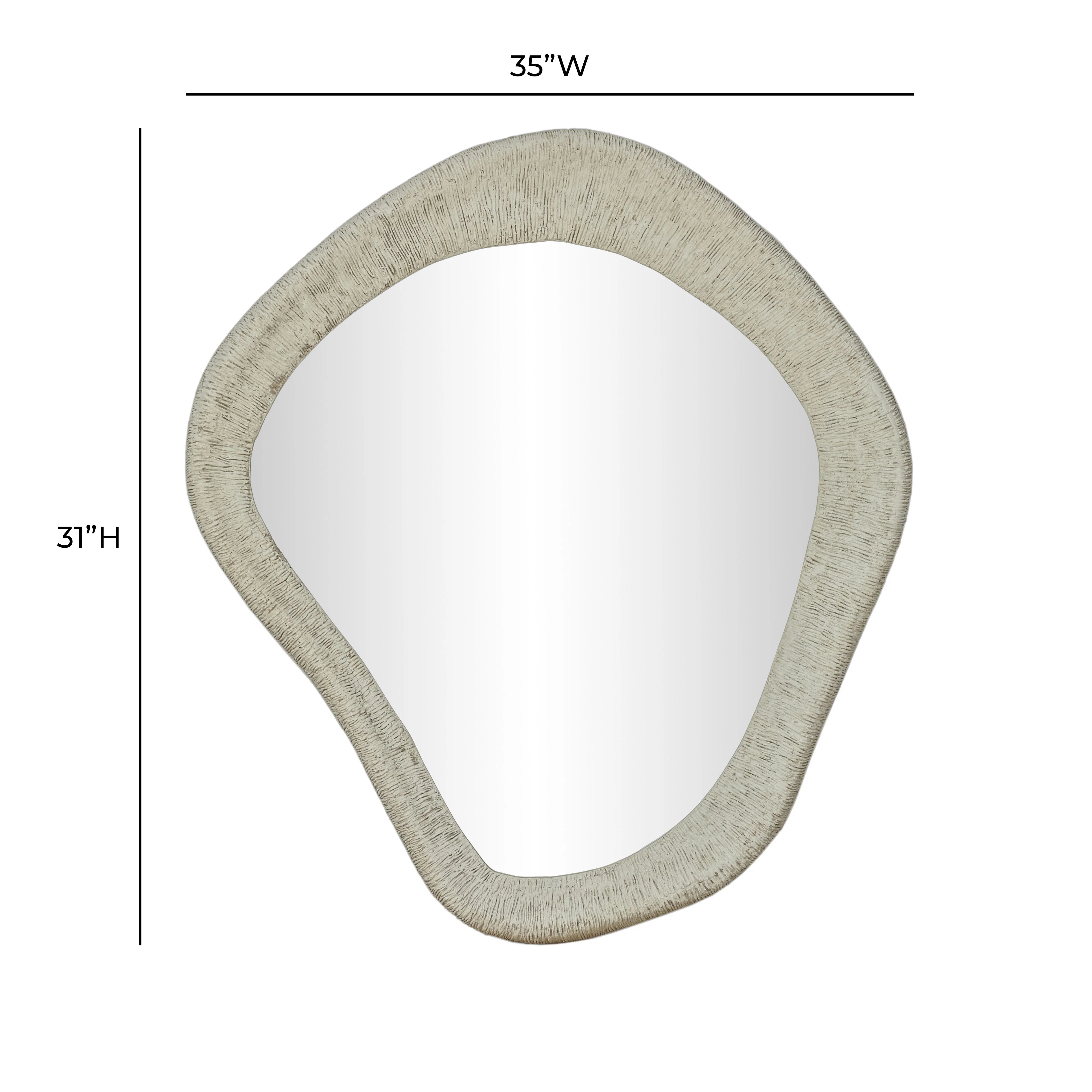 Orpheus 35"X31" Ribbed Faux Stone Wall Mirror - Image 5
