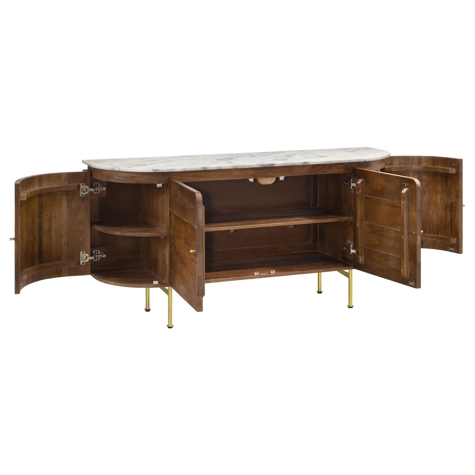 Ortega White and Natural 4-door Marble Top Dining Sideboard Server - Image 2