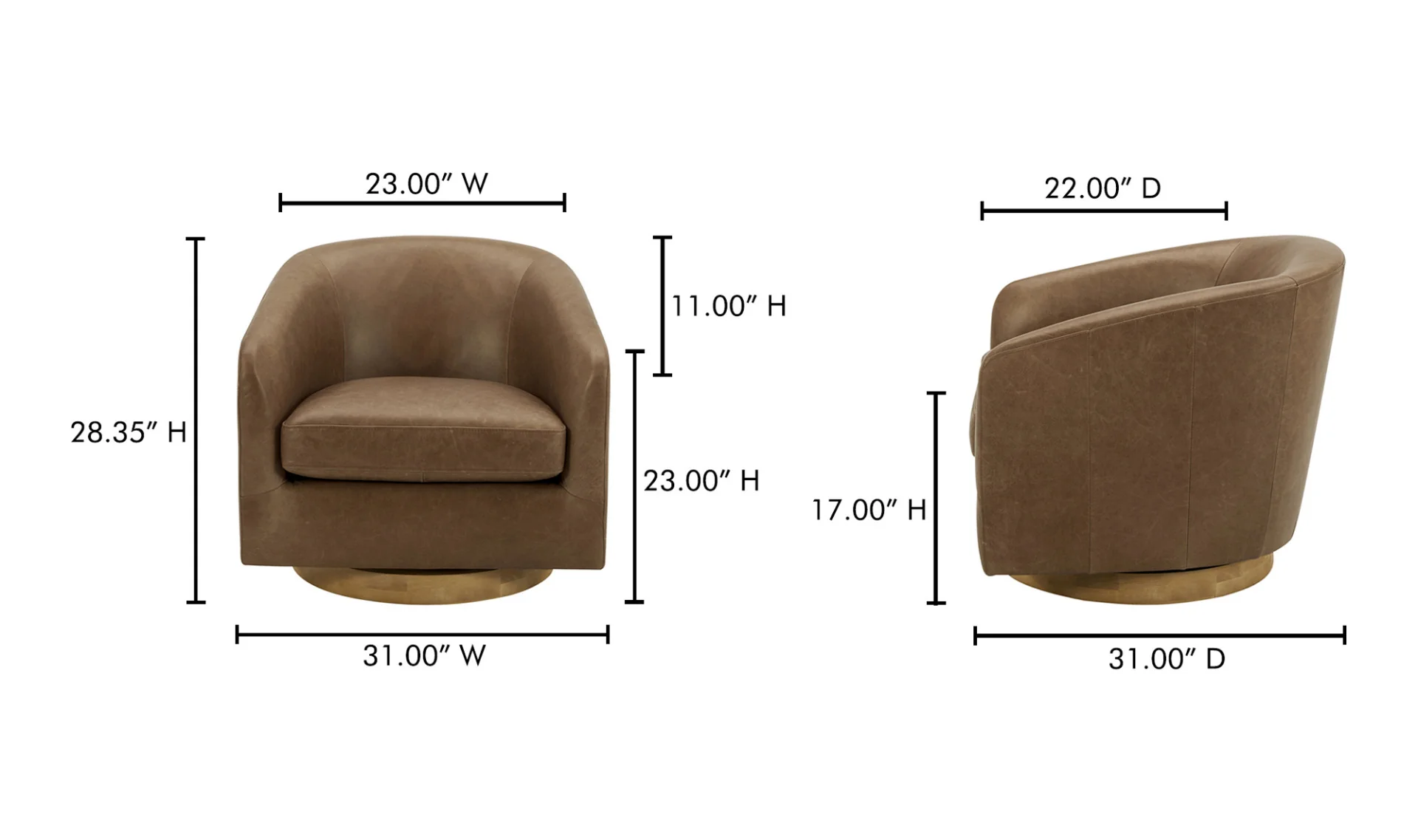 Oscy Leather Swivel Chair Tan - Image 10
