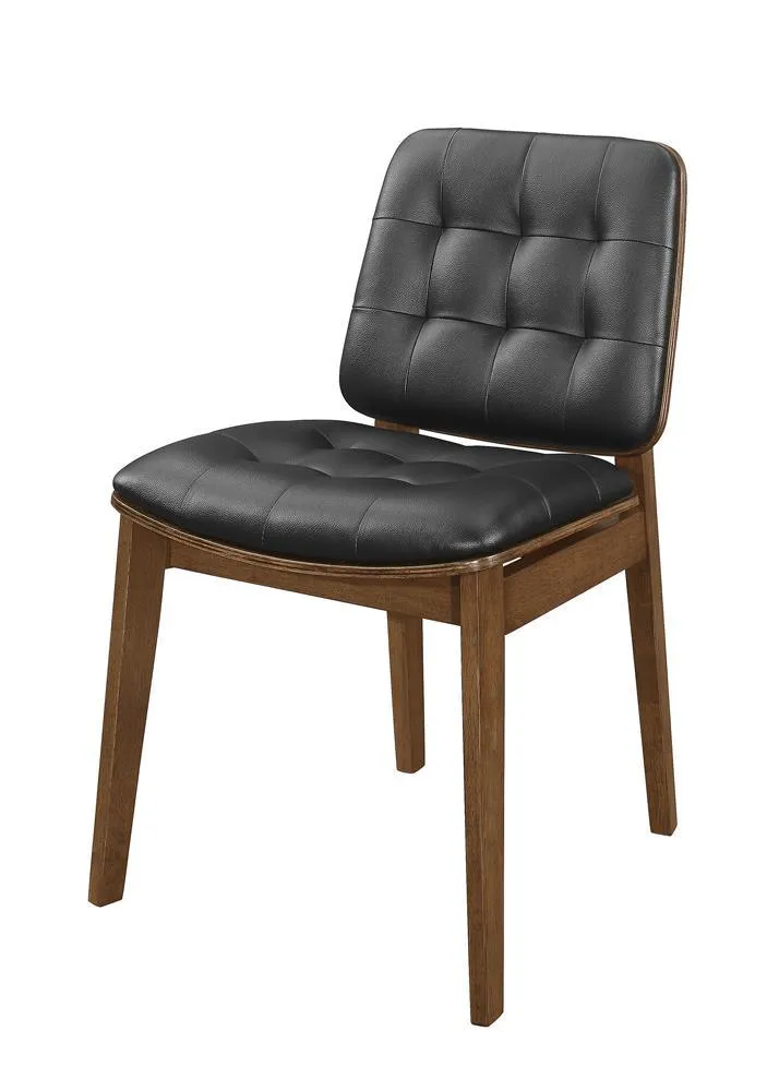 Otterson Natural Walnut/Black Tufted Back Side Chairs, Set of 2 - Image 2