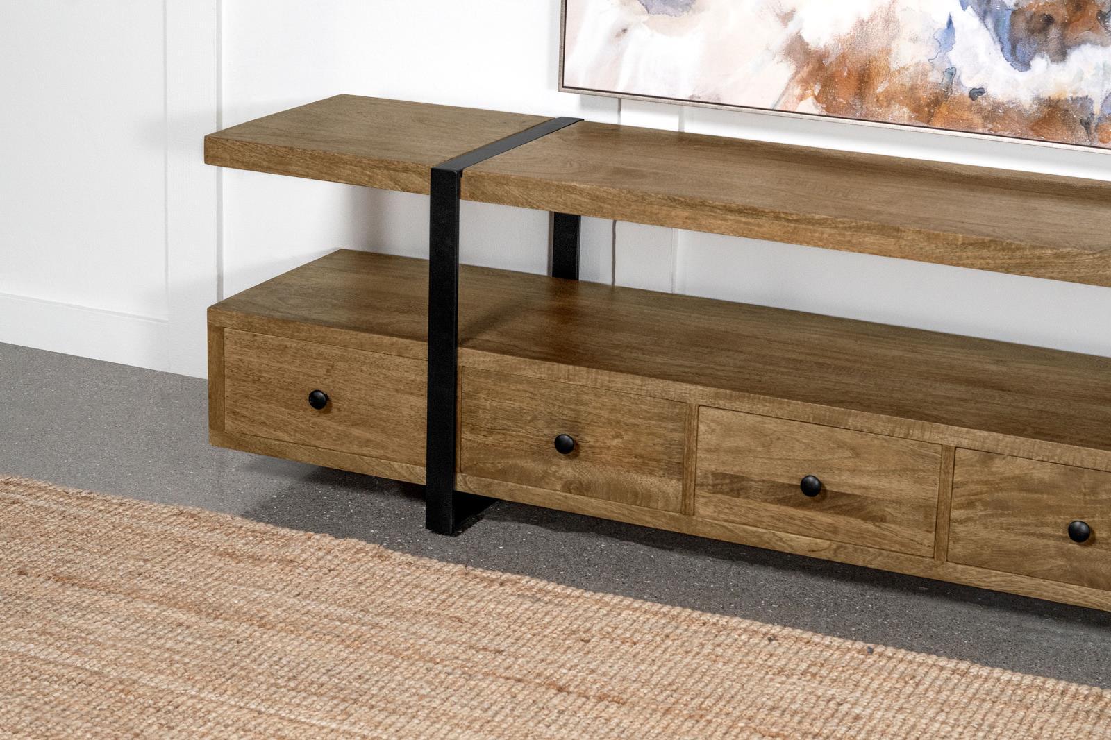 Otto Brown and Gunmetal 4-drawer Solid Wood 70" TV Stand - Image 12