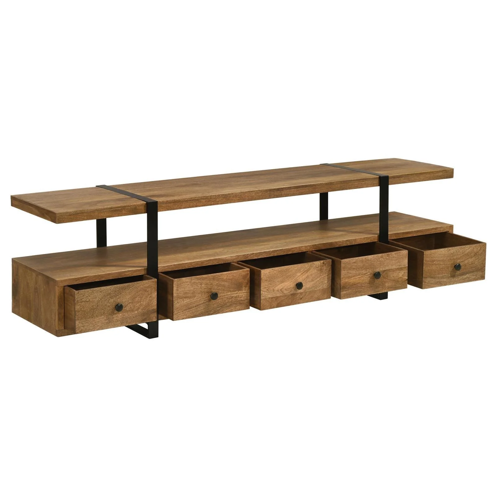 Otto Brown and Gunmetal 4-drawer Solid Wood 70" TV Stand - Image 2