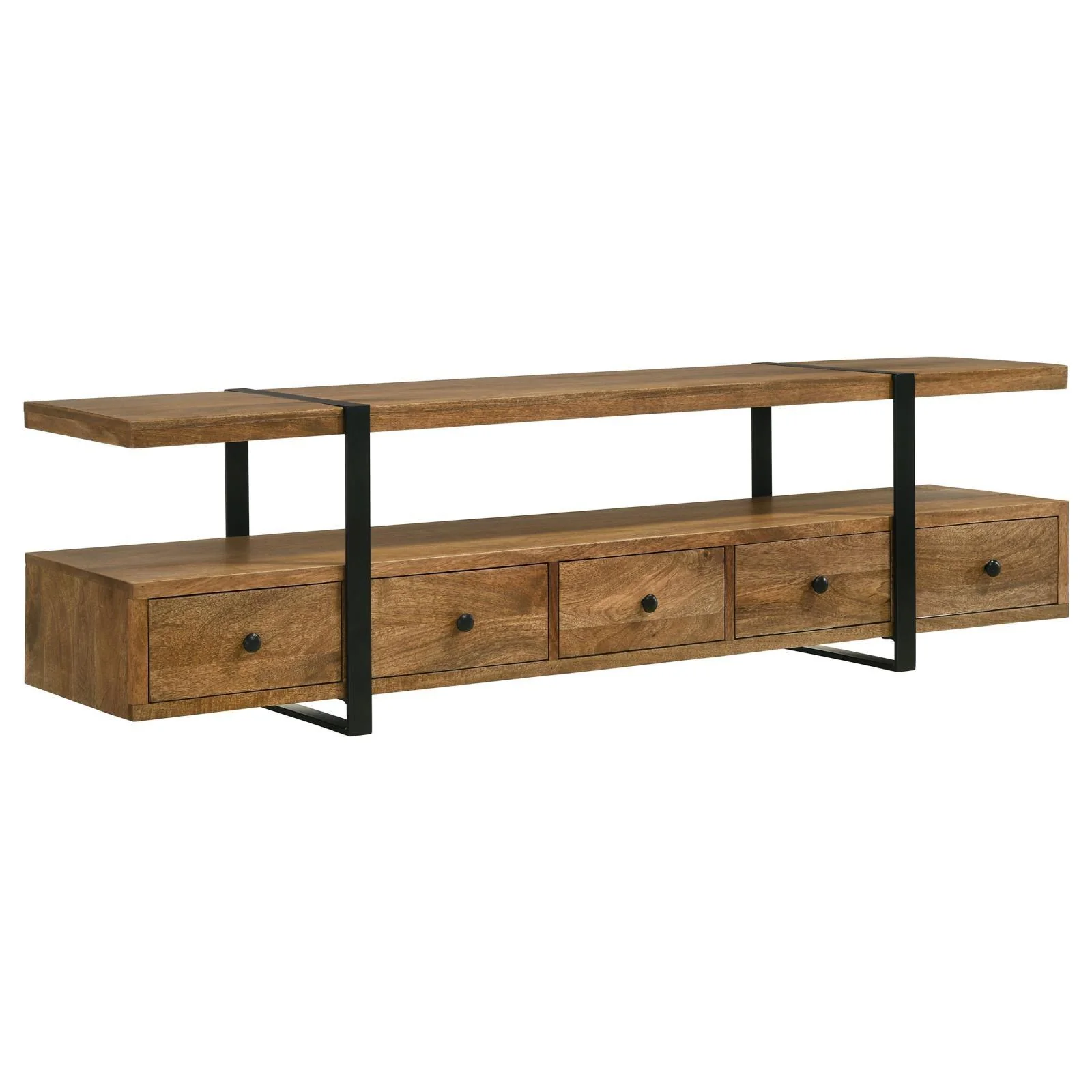 Otto Brown and Gunmetal 4-drawer Solid Wood 70" TV Stand - Image 3