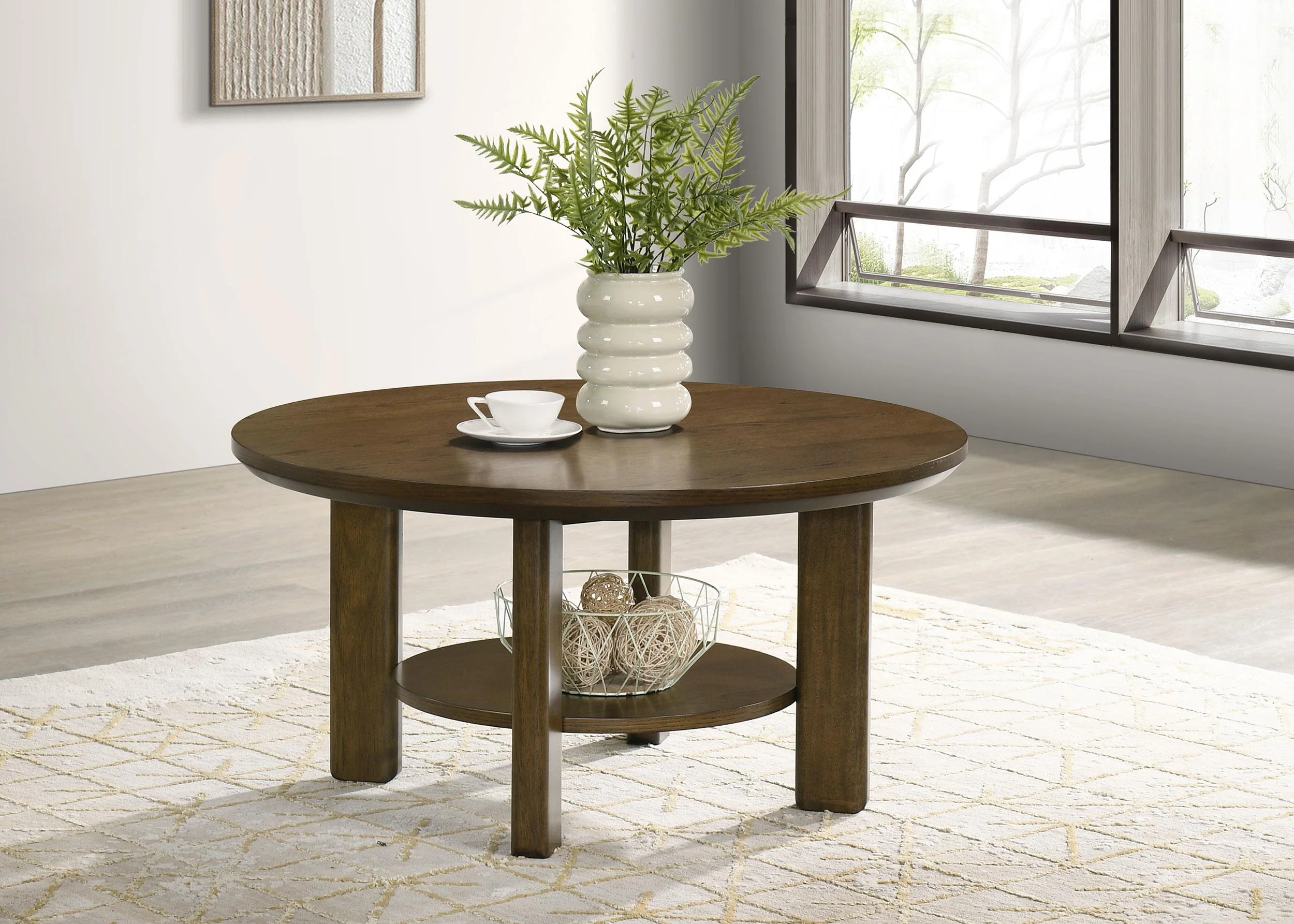 Ottowa Brown 36-inch Round Wood Cocktail Coffee Table