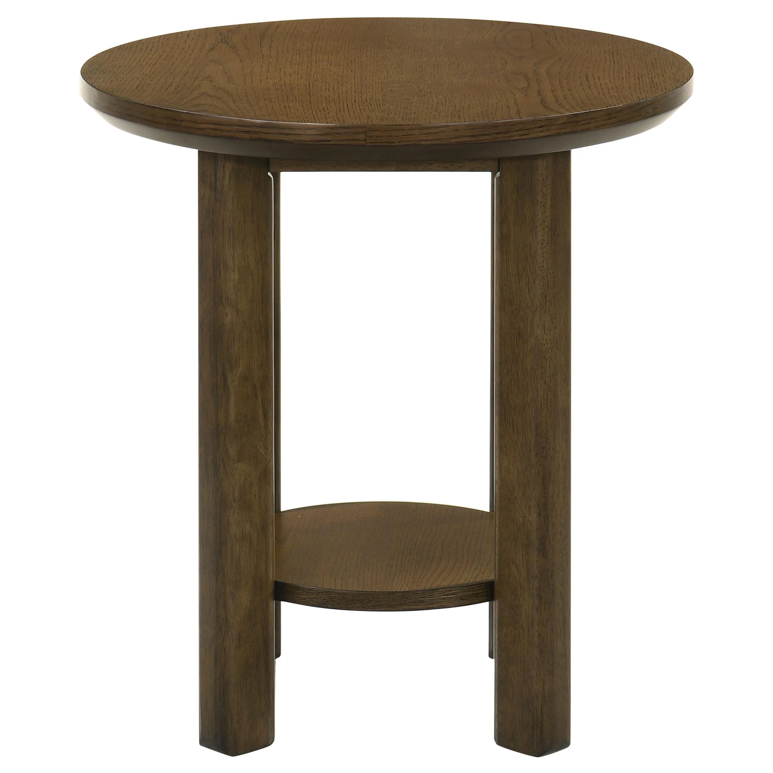 Ottowa Brown Round Wood Side End Table with Shelf - Image 5