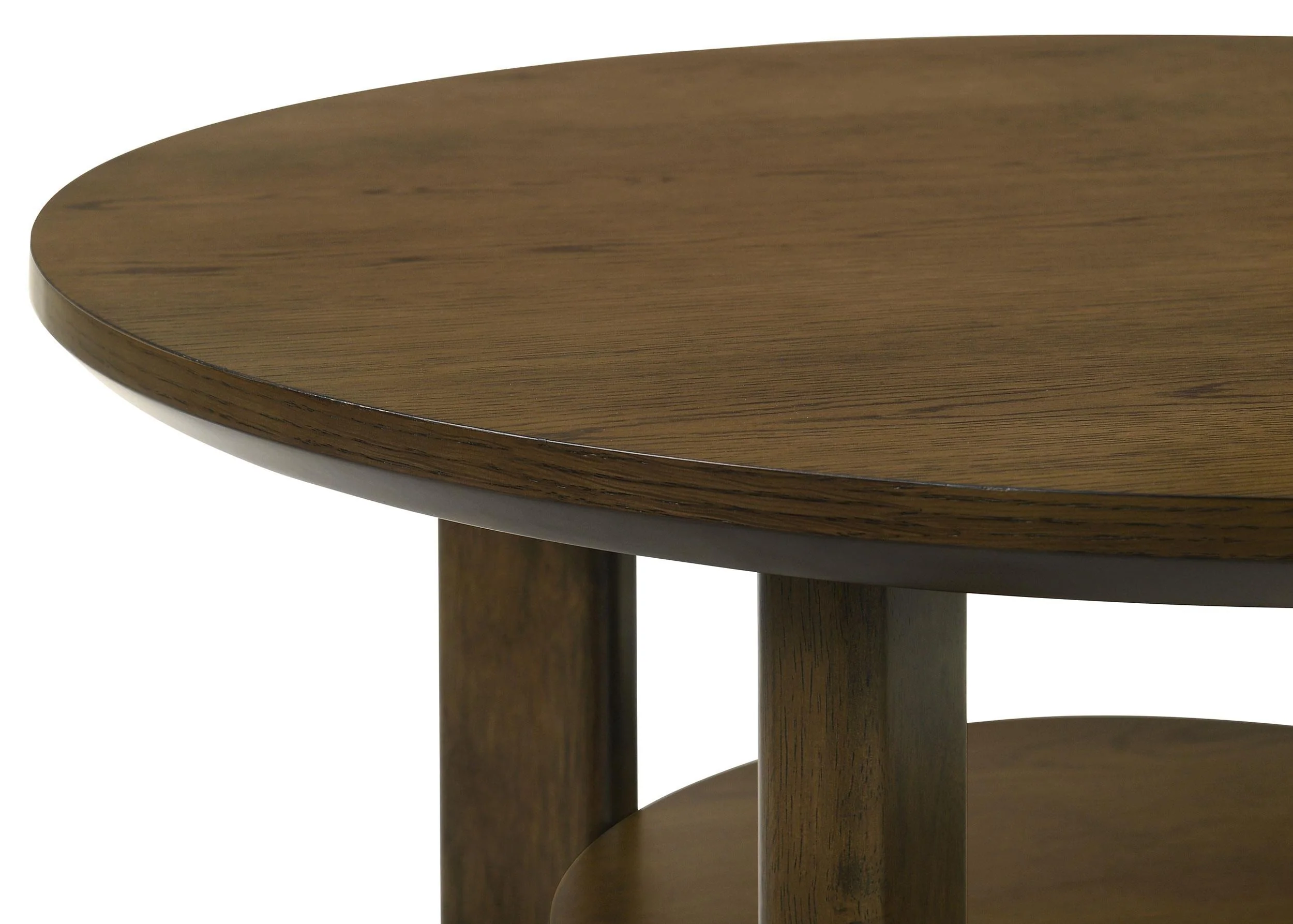 Ottowa Brown Round Wood Side End Table with Shelf - Image 7