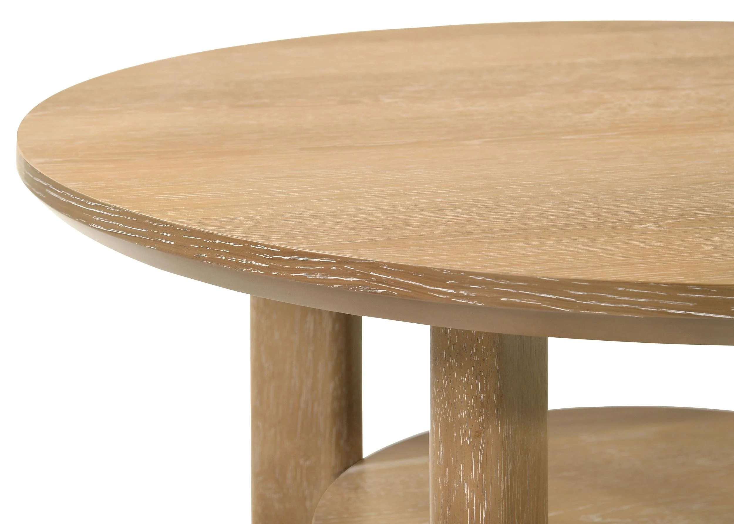 Ottowa Light Oak Round Wood Side End Table with Shelf - Image 7