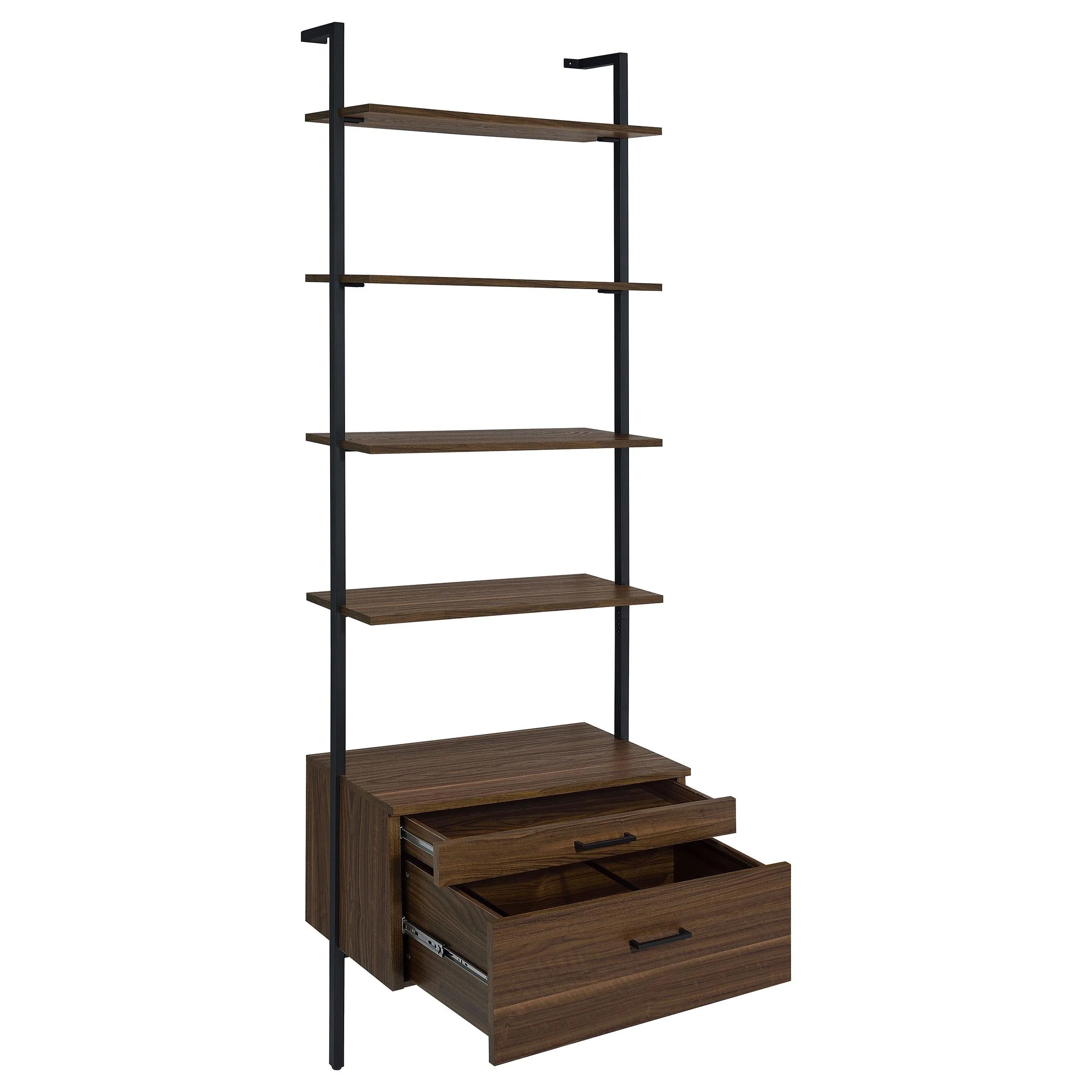 Owens Walnut 31-inch 4-shelf Storage Wall Bookshelf - Image 3