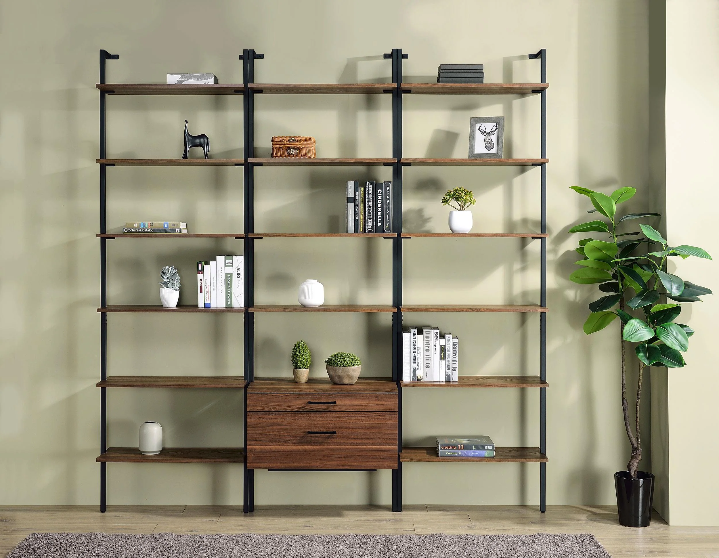 Owens Walnut 31-inch 6-shelf Wall Bookshelf - Image 10