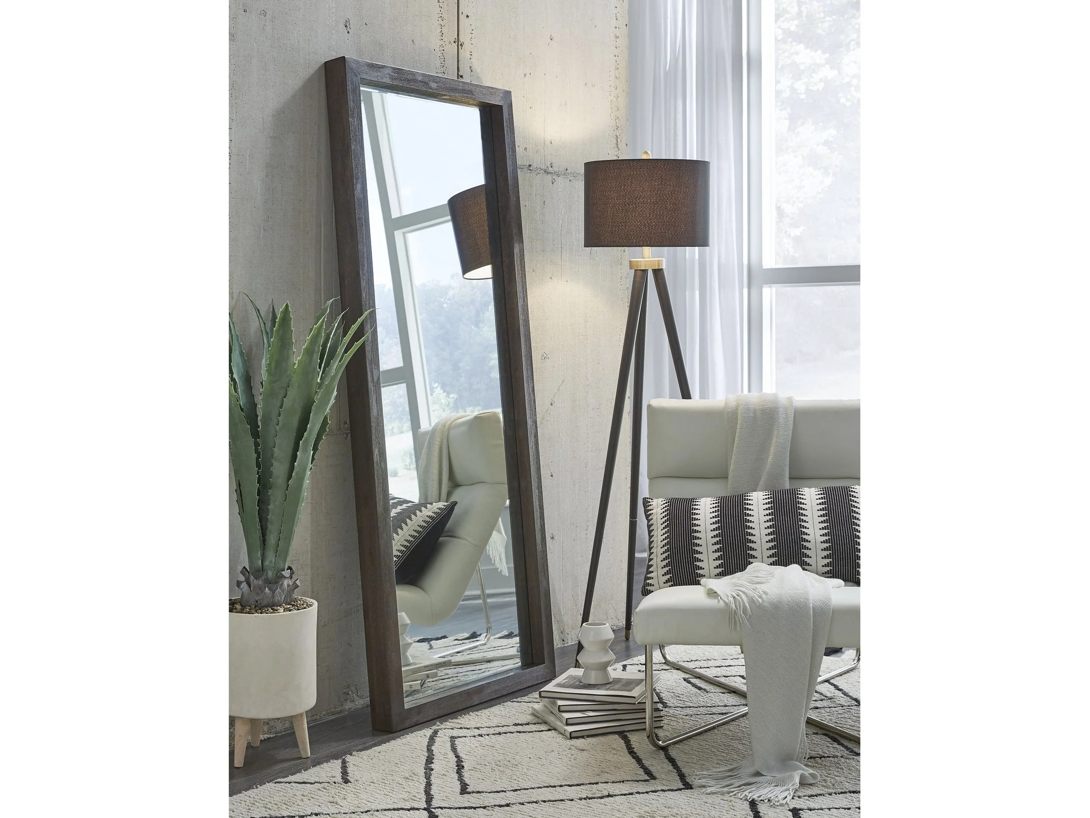Oxford Floor Low Mirror - Basalt Grey