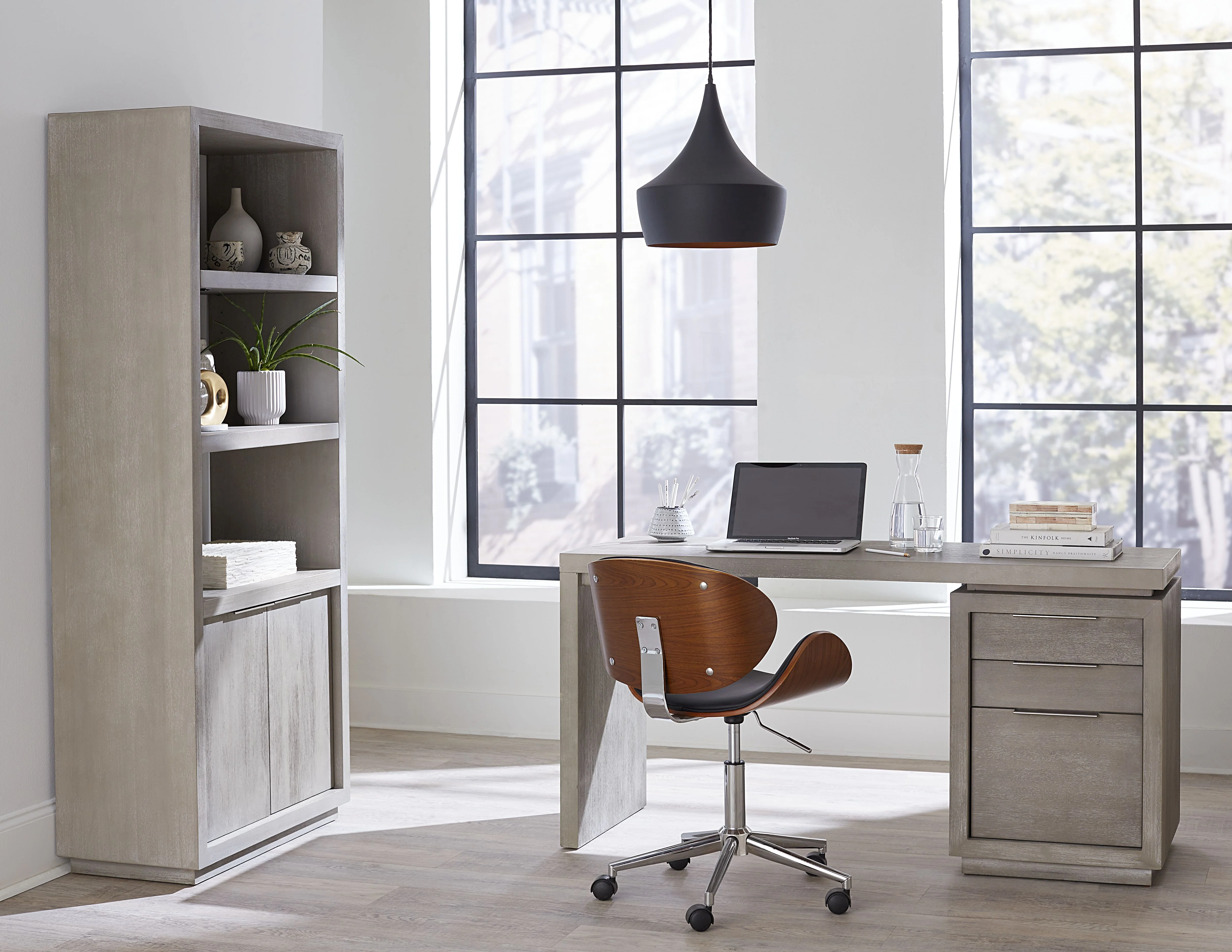 Oxford Three-Drawer Single Pedestal Desk in Mineral - Image 2