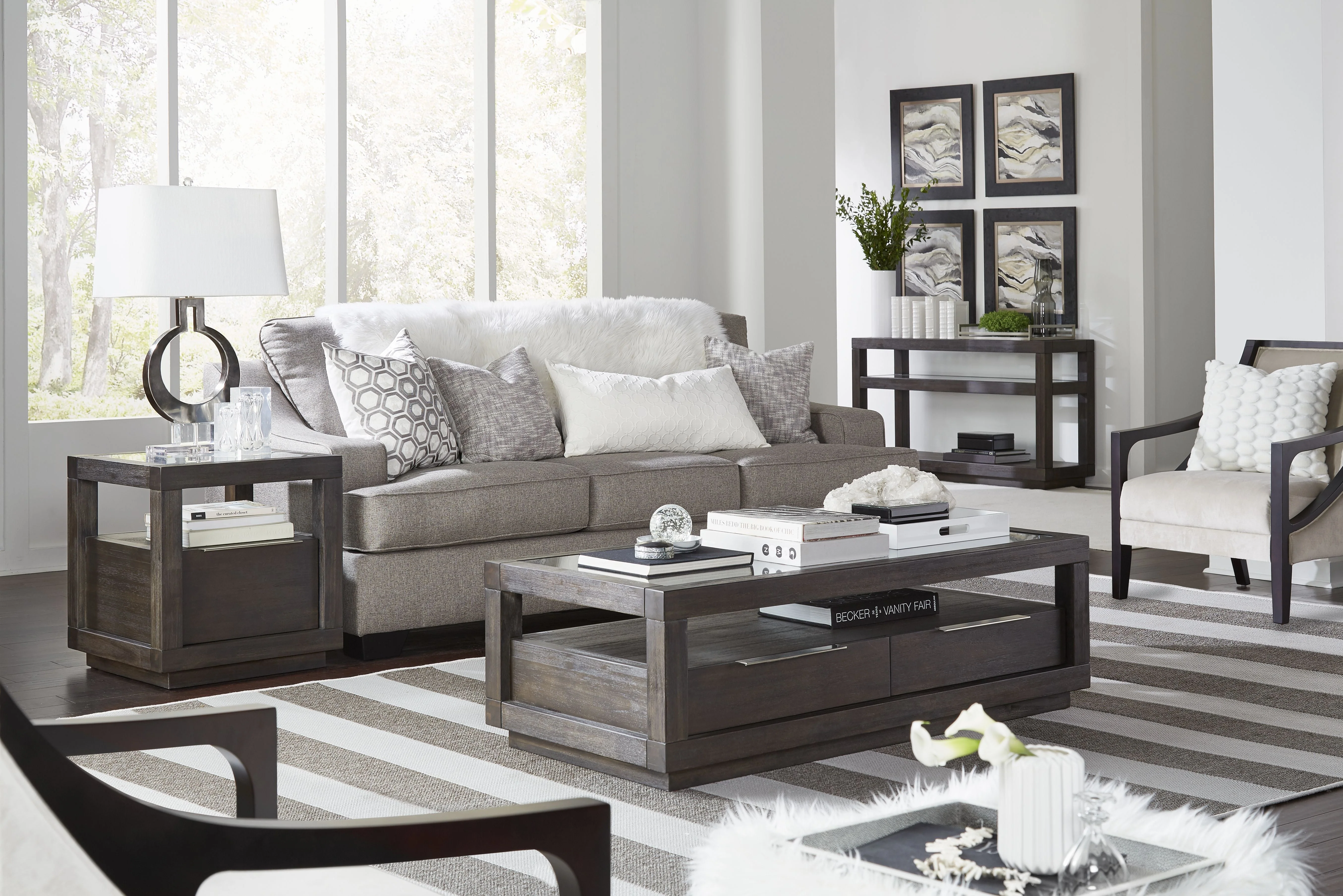 Oxford Two Drawer Rectangular Coffee Table in Basalt Grey - Image 2