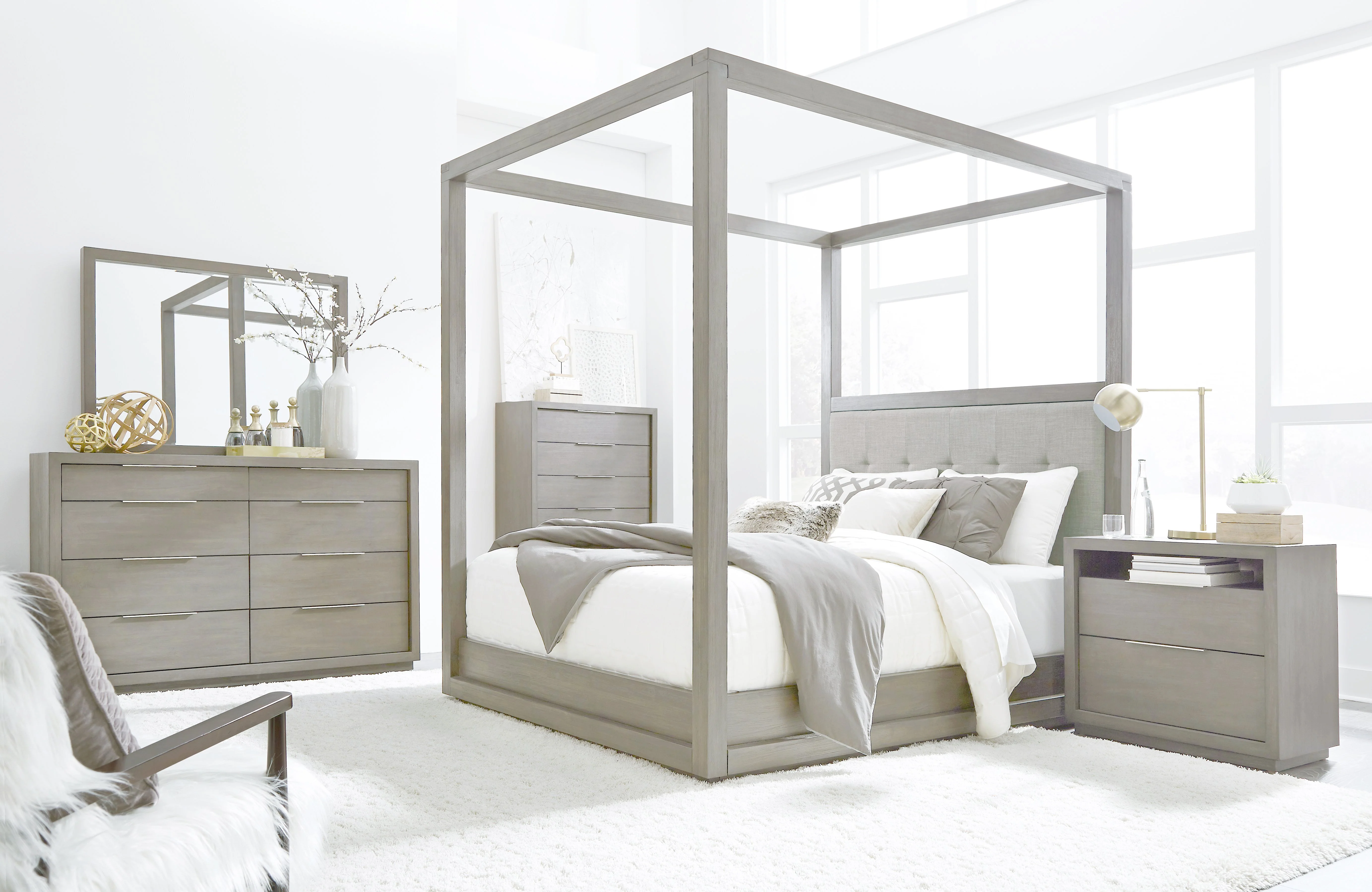 Oxford Upholstered California King Canopy Bed in Mineral - Image 2