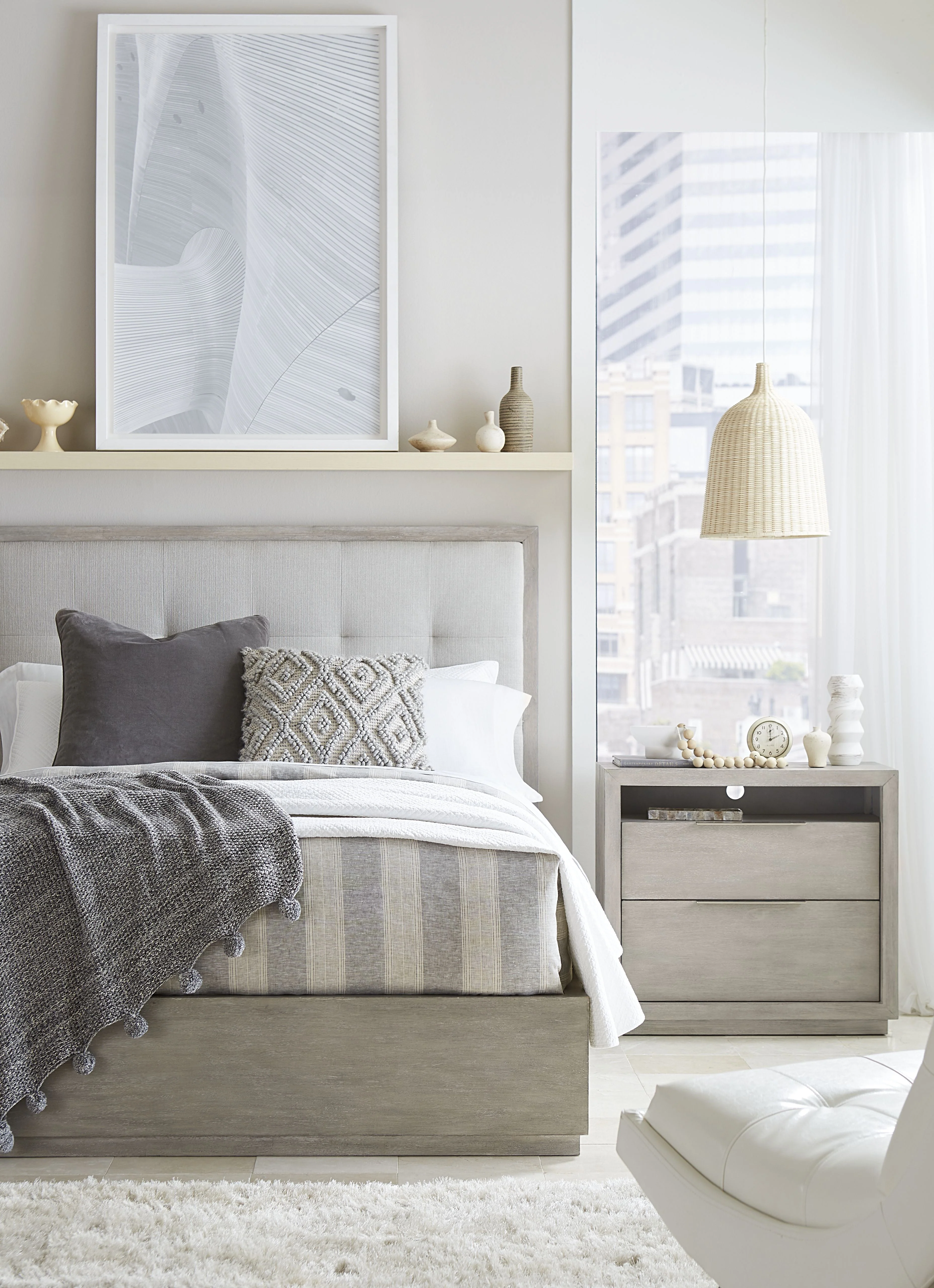 Oxford Upholstered Footboard Queen Storage Bed in Mineral - Image 3