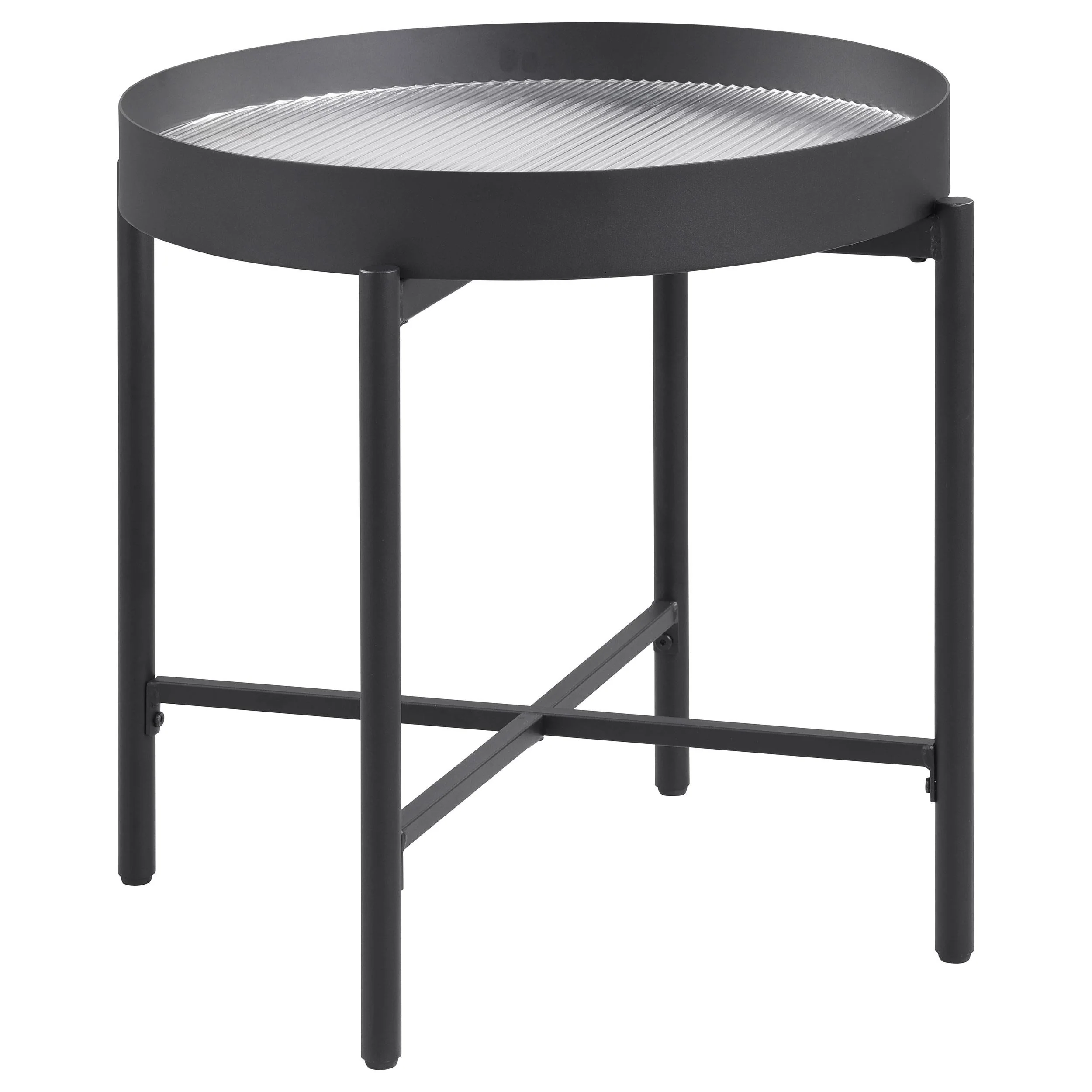 Ozella Sandy Black Round End Table with Recessed Top - Image 2