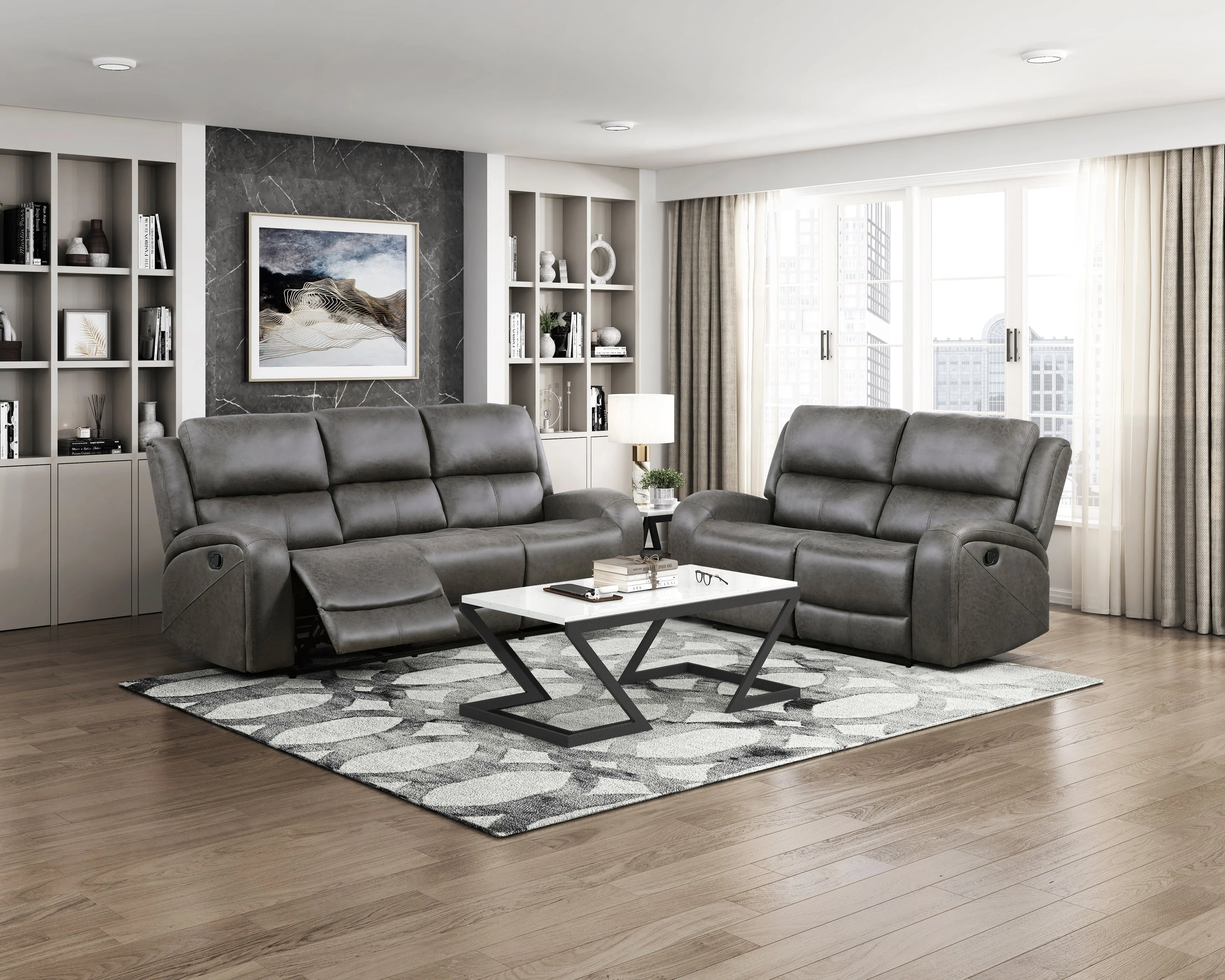 Pagosa Gray Double Reclining Sofa - Image 2
