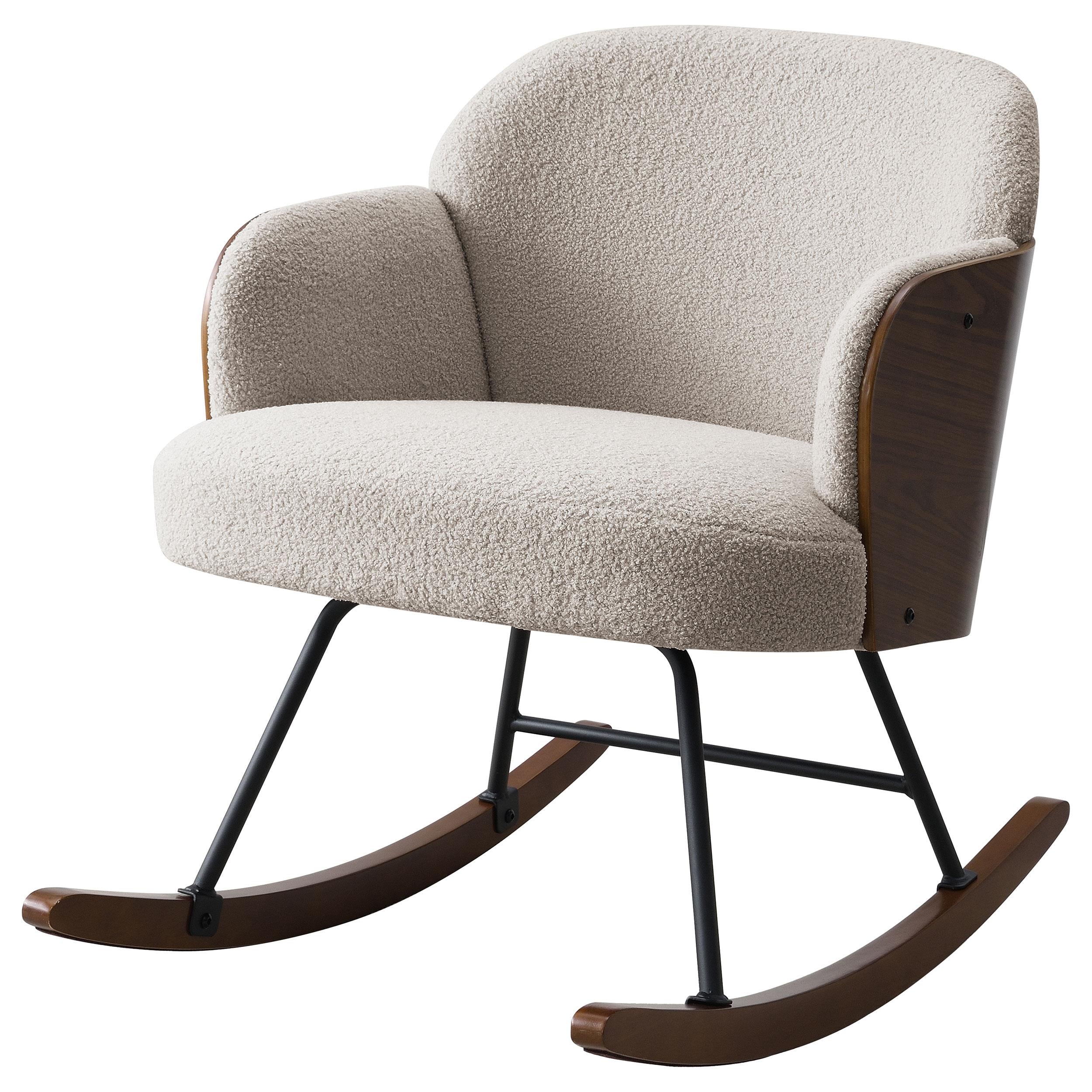 Paige Beige Boucle Mid Back Rocking Chair - Image 3