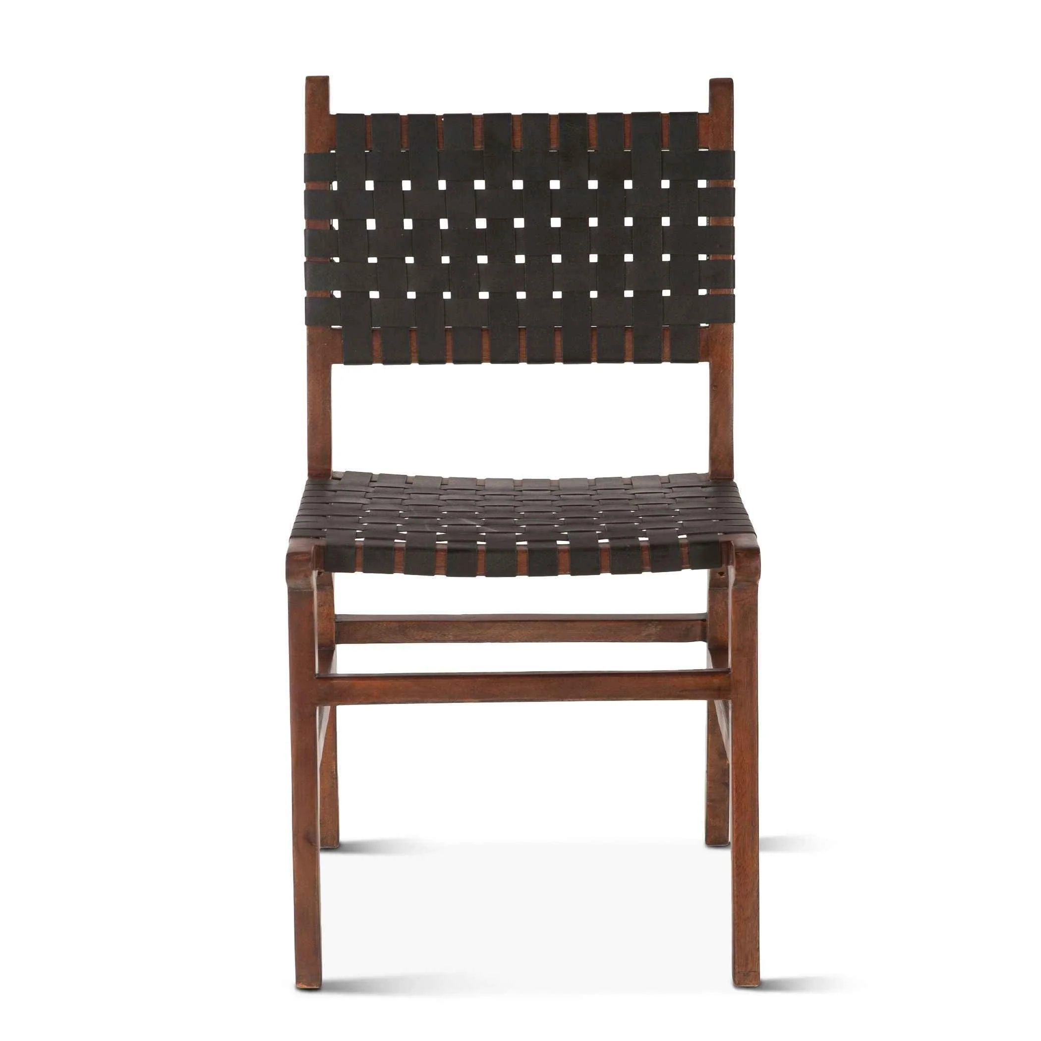 Palermo 18" Dining Chair with Black Leather in Matte Brown, Set of 2 - Image 2