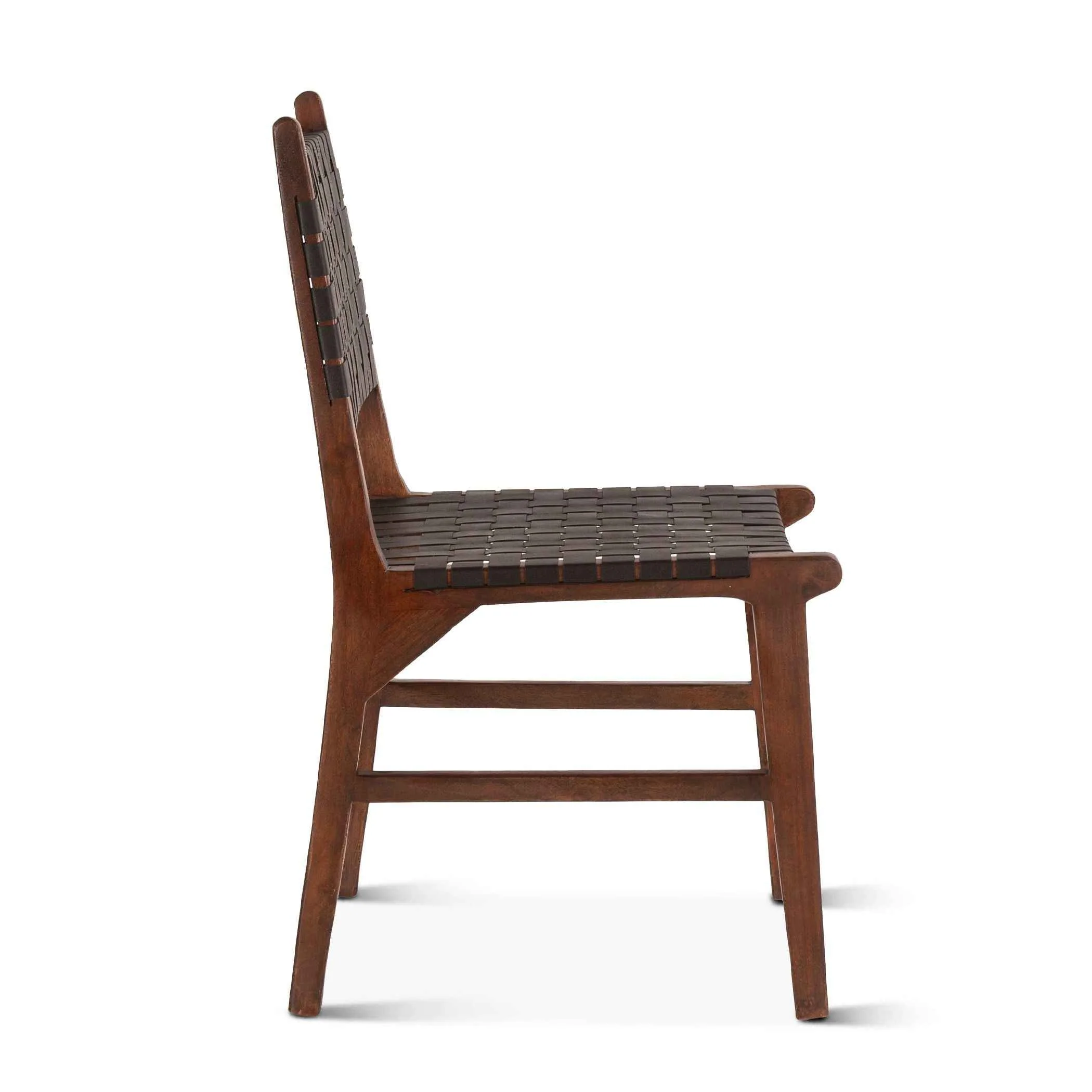 Palermo 18" Dining Chair with Black Leather in Matte Brown, Set of 2 - Image 5