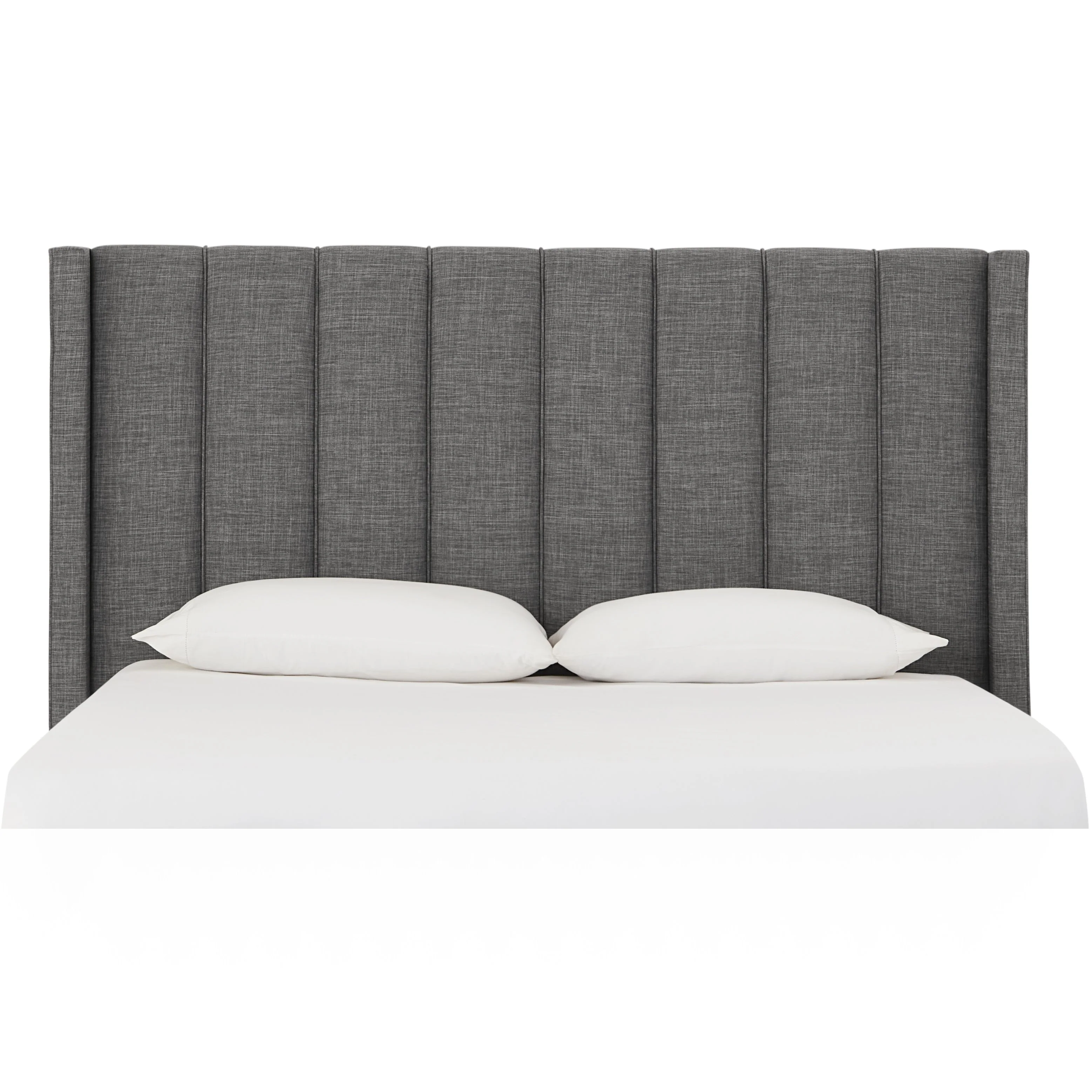 Palermo Wingback Upholstered Headboard in Dark Stone Linen - Image 3