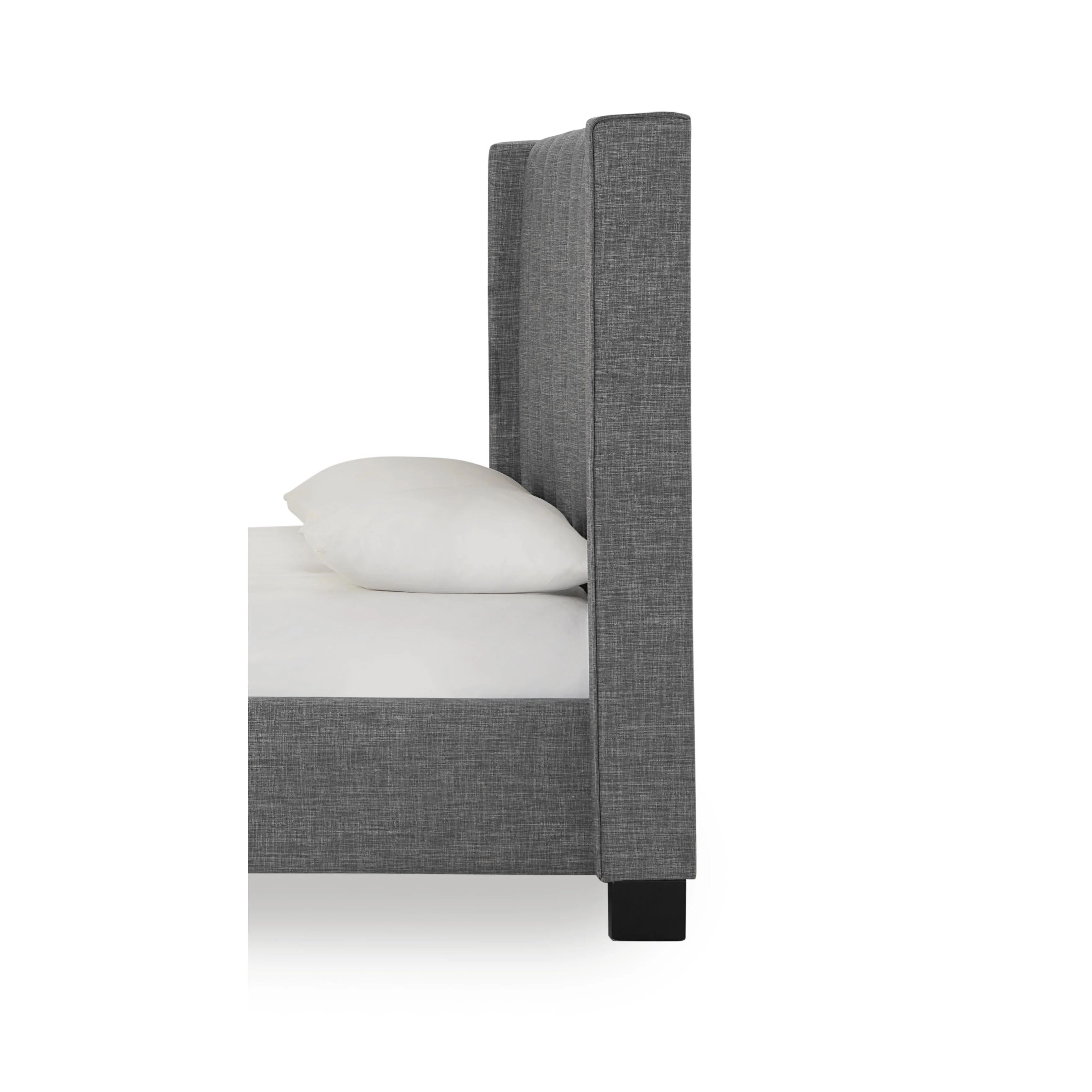 Palermo Wingback Upholstered Headboard in Dark Stone Linen - Image 4