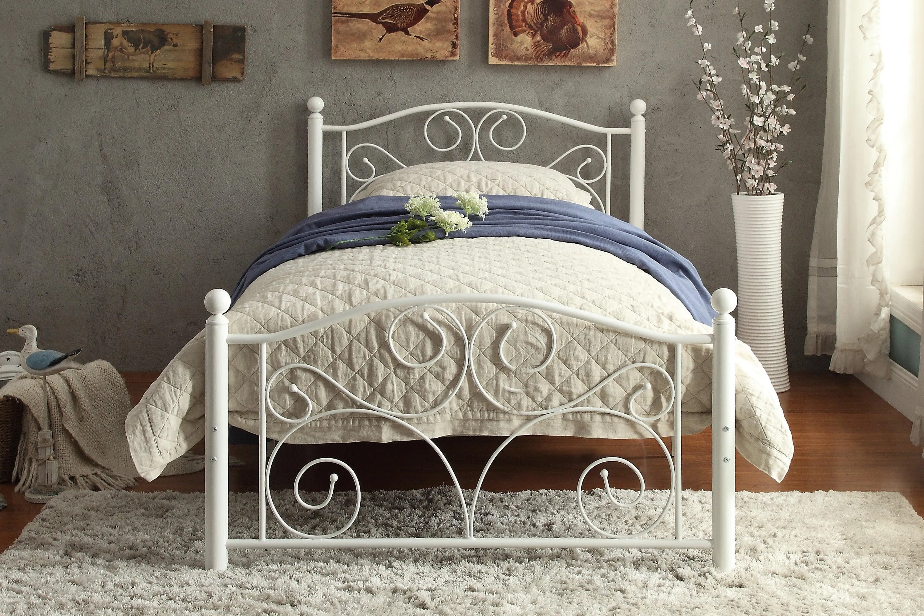 Pallina White Twin Metal Platfom Bed - Image 2